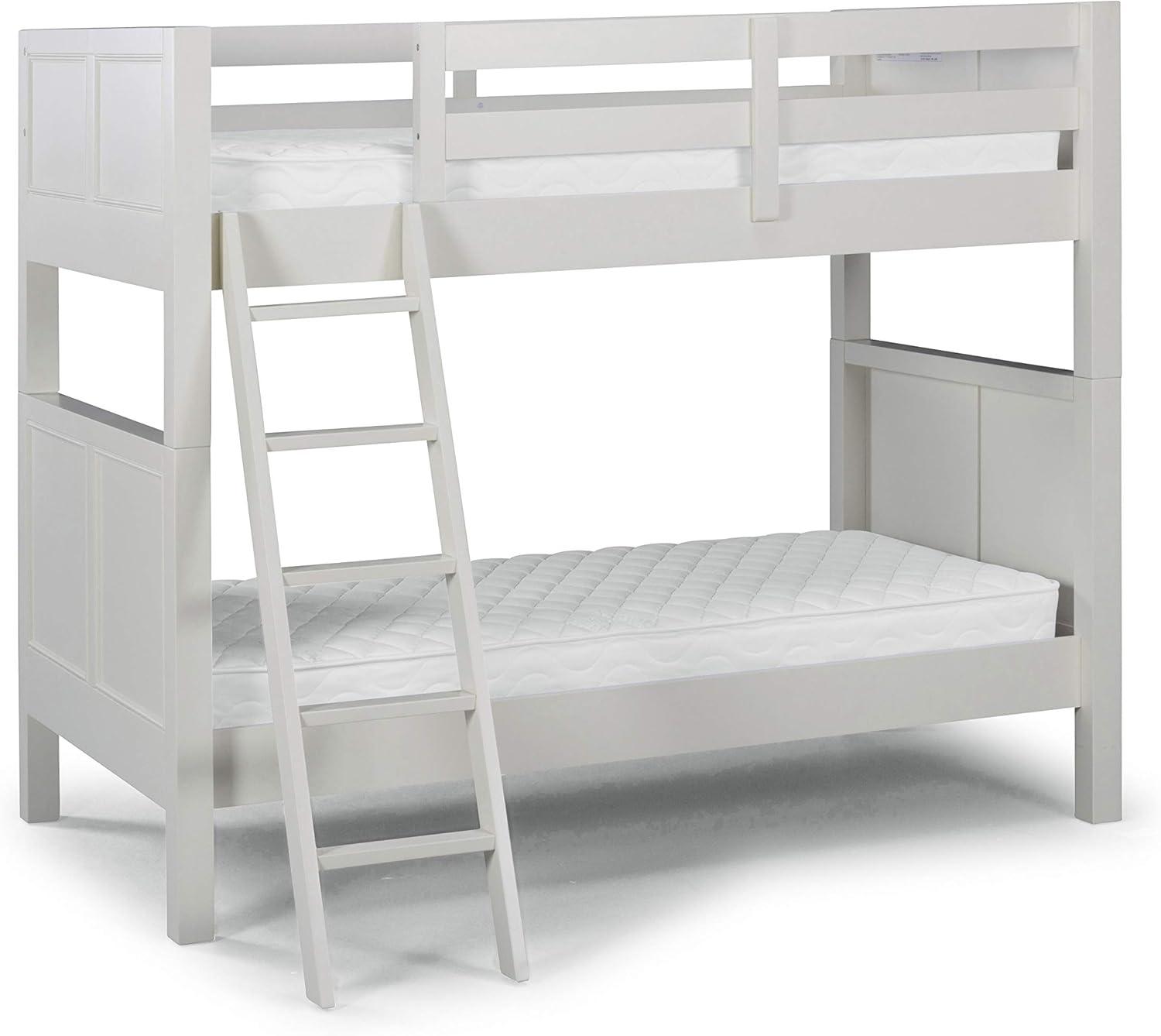 Homestyles Naples Wood Twin Over Twin Bunk Bed in Off White