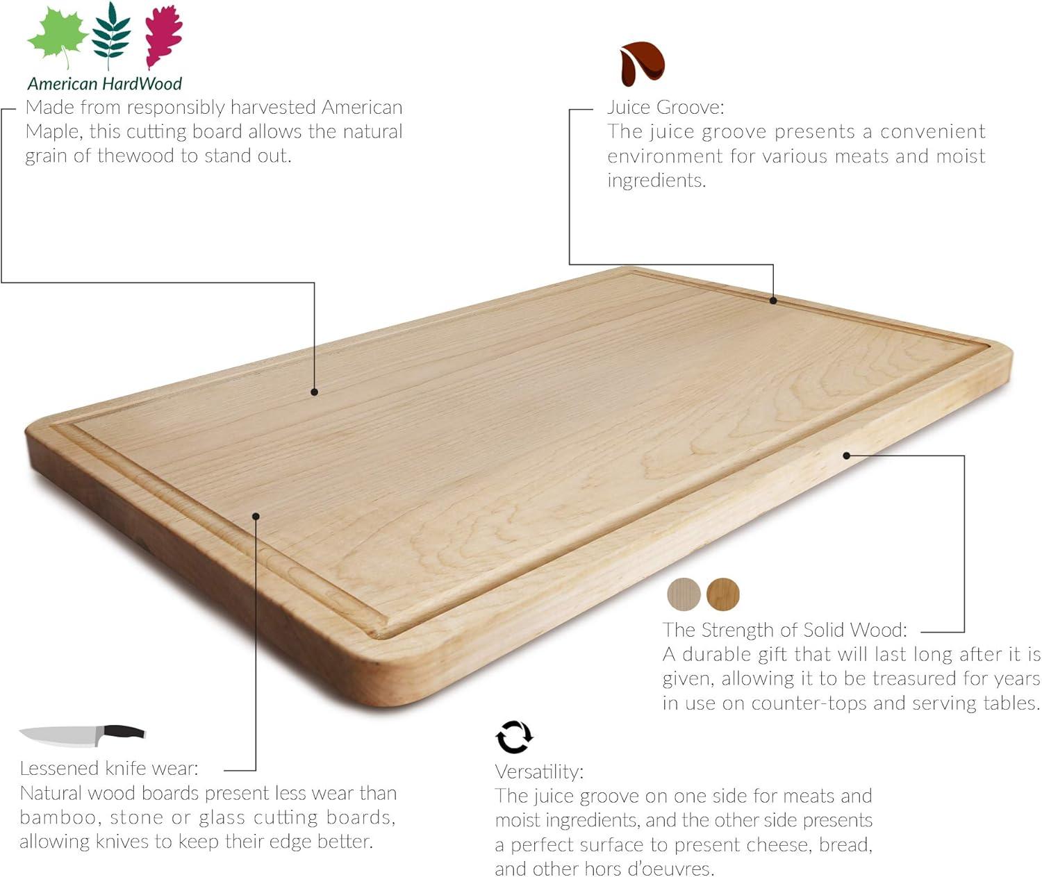 Maple Rectangular Cutting Board with Juice Groove