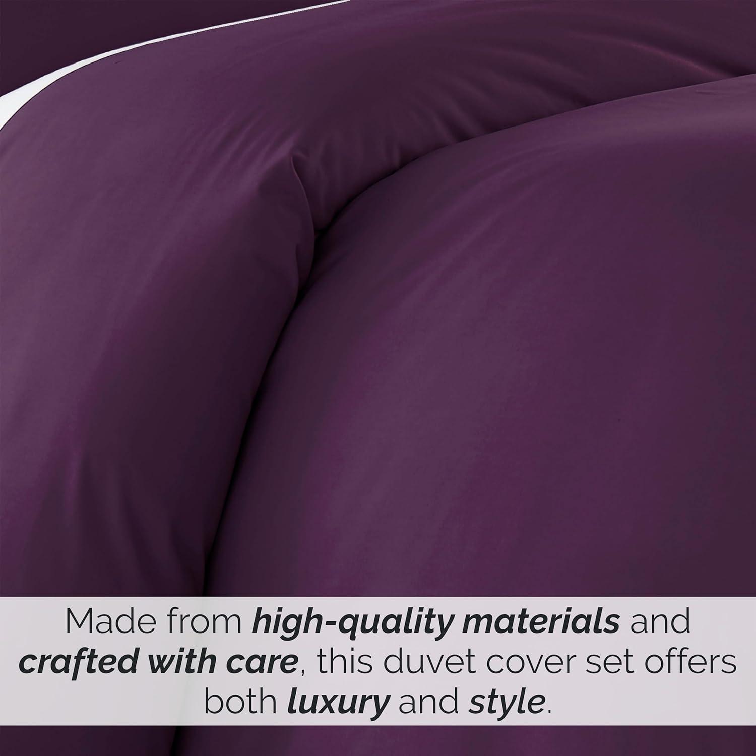 Purple Ultra-Soft Microfiber Full/Queen Duvet Cover Set with Shams