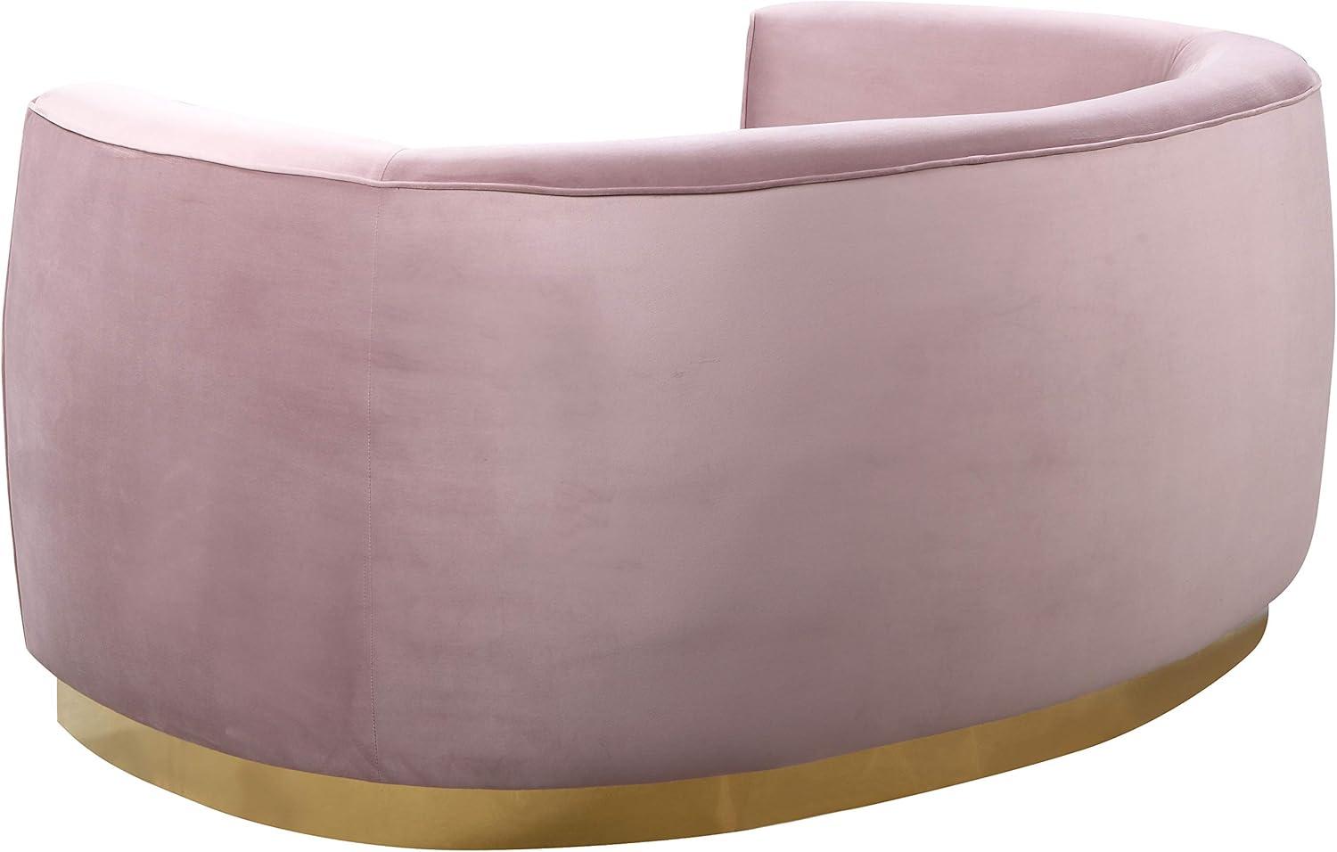 Meridian Furniture Julian Collection Modern | Contemporary Velvet Upholstered Loveseat with Stainless Steel Base in Rich Gold Finish, Black, 70" W x 34" D x 28" H