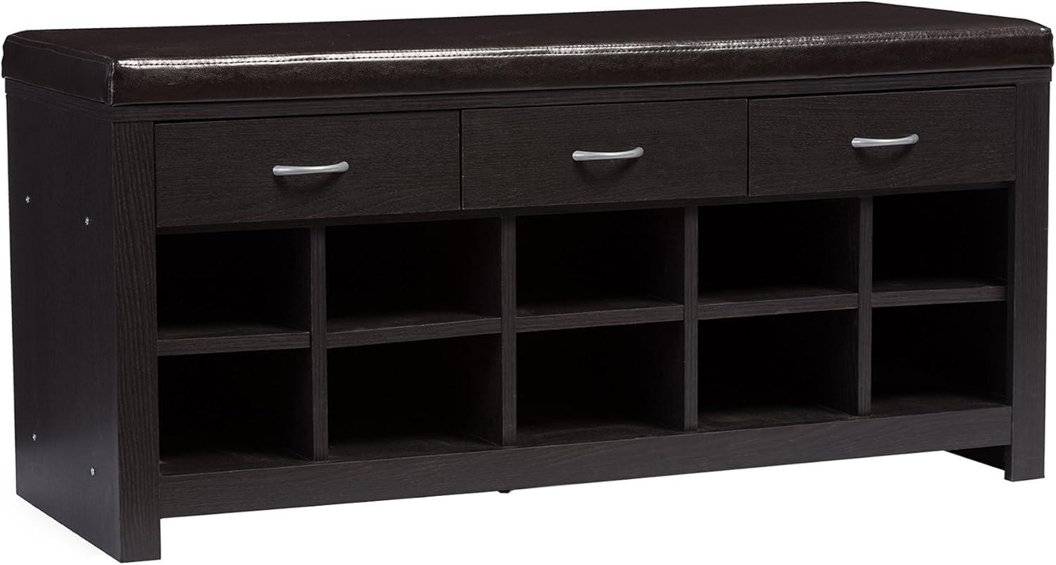 Espresso Finished Entryway Bench Dark Brown - Baxton Studio: Modern Wood Storage, Dry Dust Care