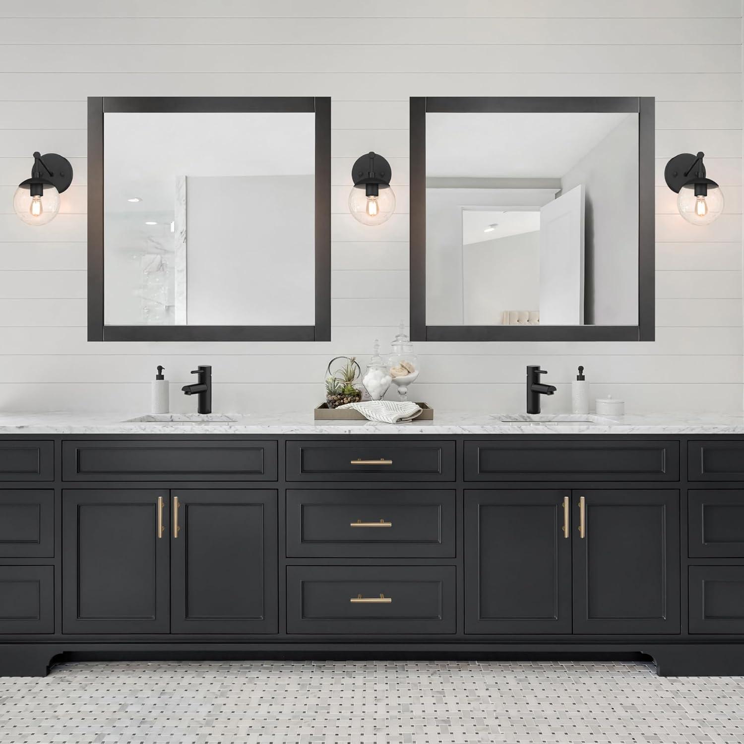 Shorewood Square Bathroom Mirror, 30" H x 30" L, Soft Matte Black, Solid Wood Framed, Decorative Vanity or Entryway Accent – Design House, 589655