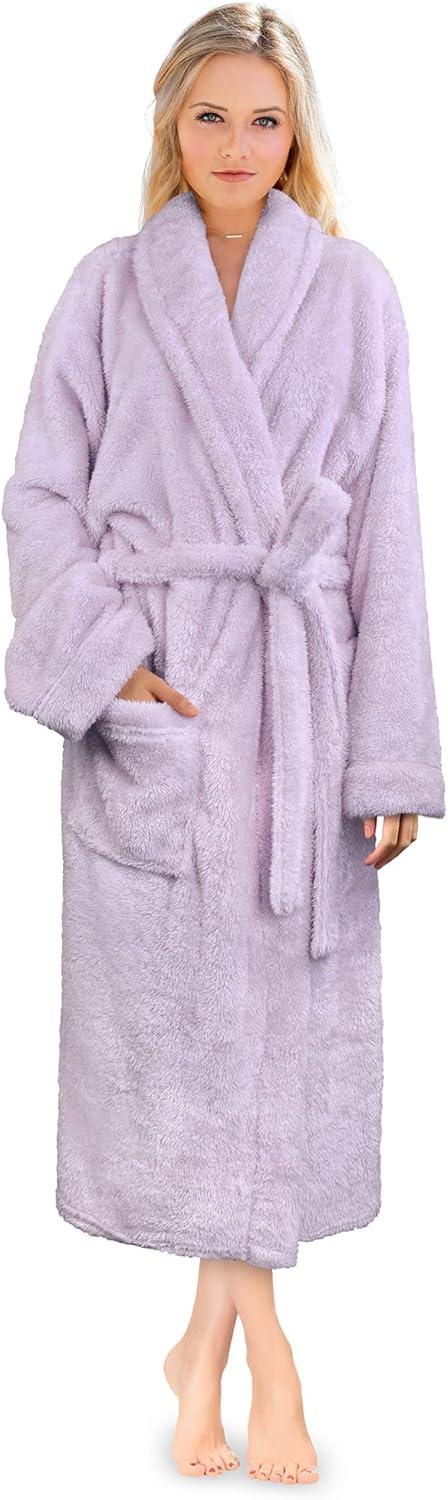 PAVILIA Premium Womens Plush Soft Robe Fluffy Warm, Fleece Faux Shearling Shaggy Bathrobe