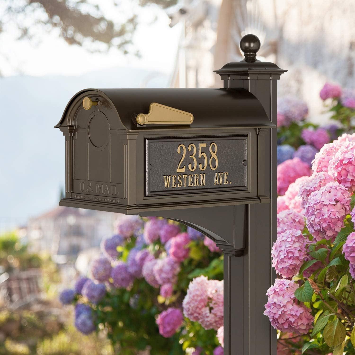 Balmoral Bronze Aluminum Lockable Large Mailbox with Post