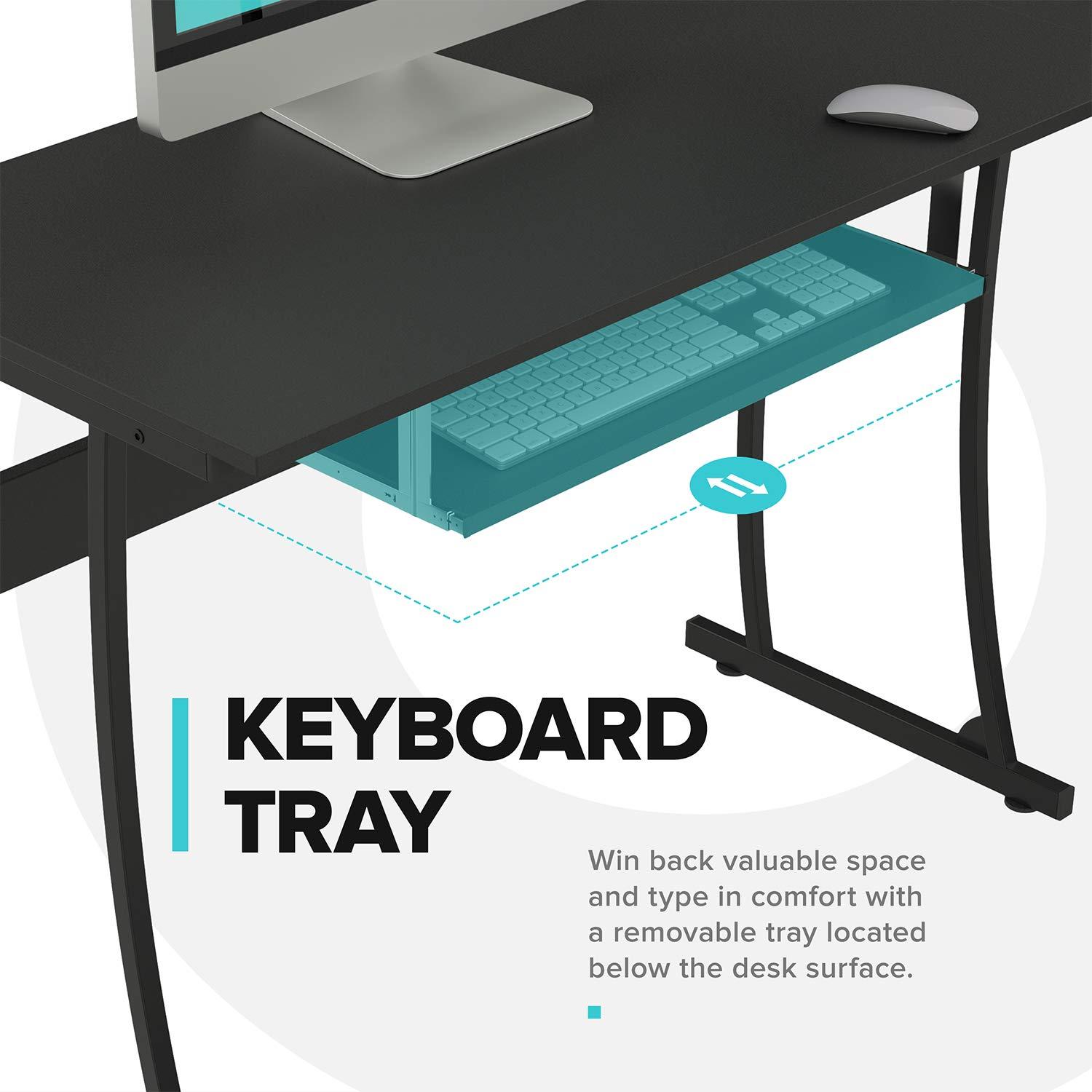 Mohawk Group RIF6 L Shaped Modern Computer Office Desk w/ Keyboard Tray, Easy Assembly