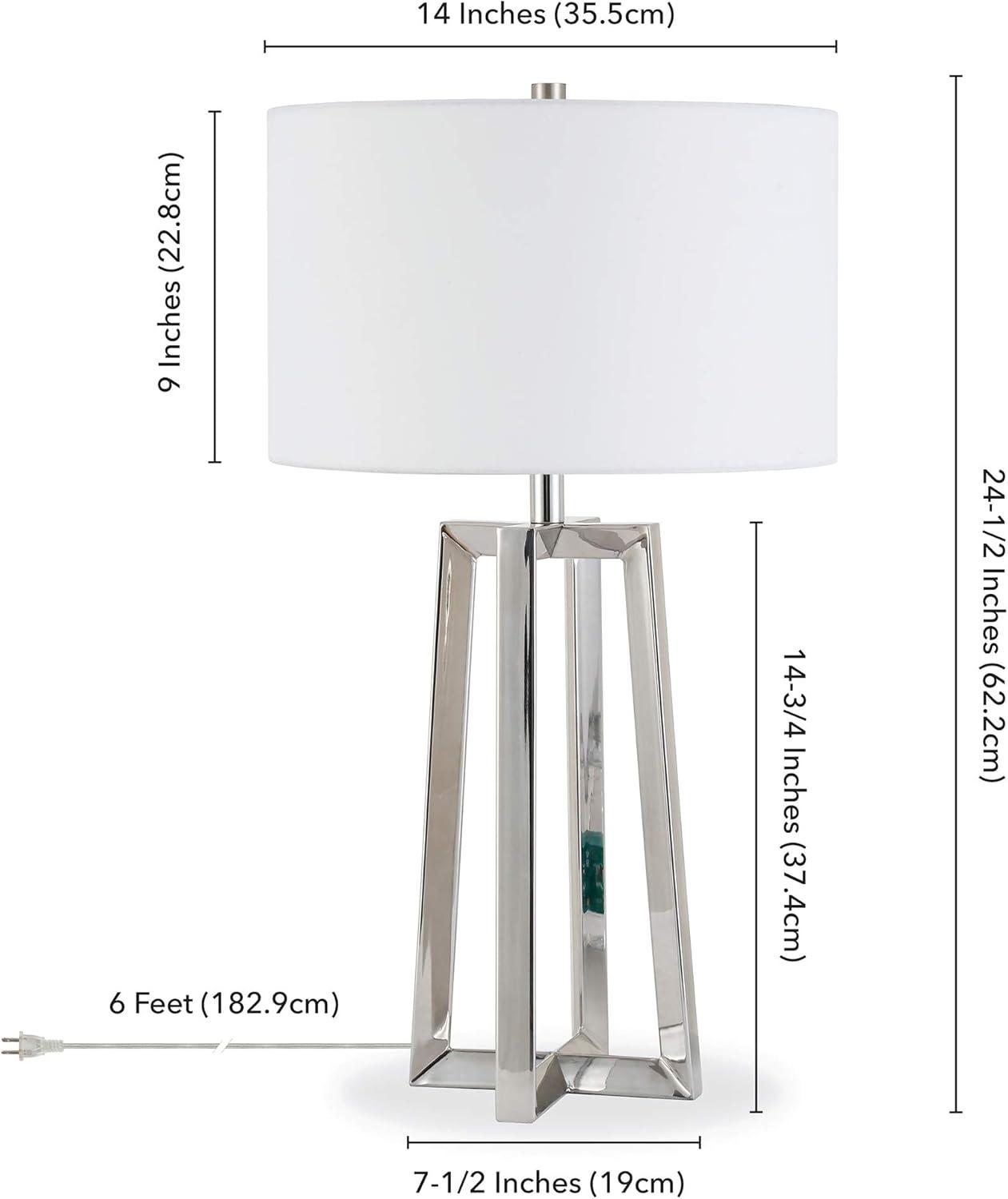 Helena 24.5" Polished Nickel Table Lamp with White Shade