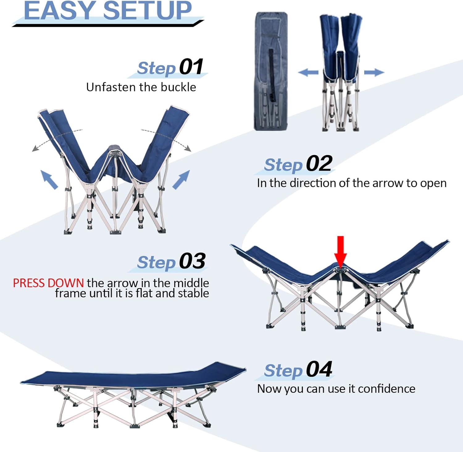 Cot, Camping Cot with Comfortable Thick Pad Cots for Sleeping Heavy Duty Camping Bed Folding Cot Double Layer Oxford with Carry Bag for Home Nap Outdoor Travel