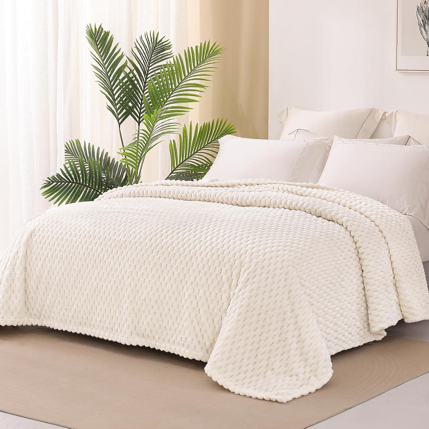 Exclusivo Mezcla Manta de Cama de Lana de Franela Tamaño King - Acogedora y Cálida y Ligera