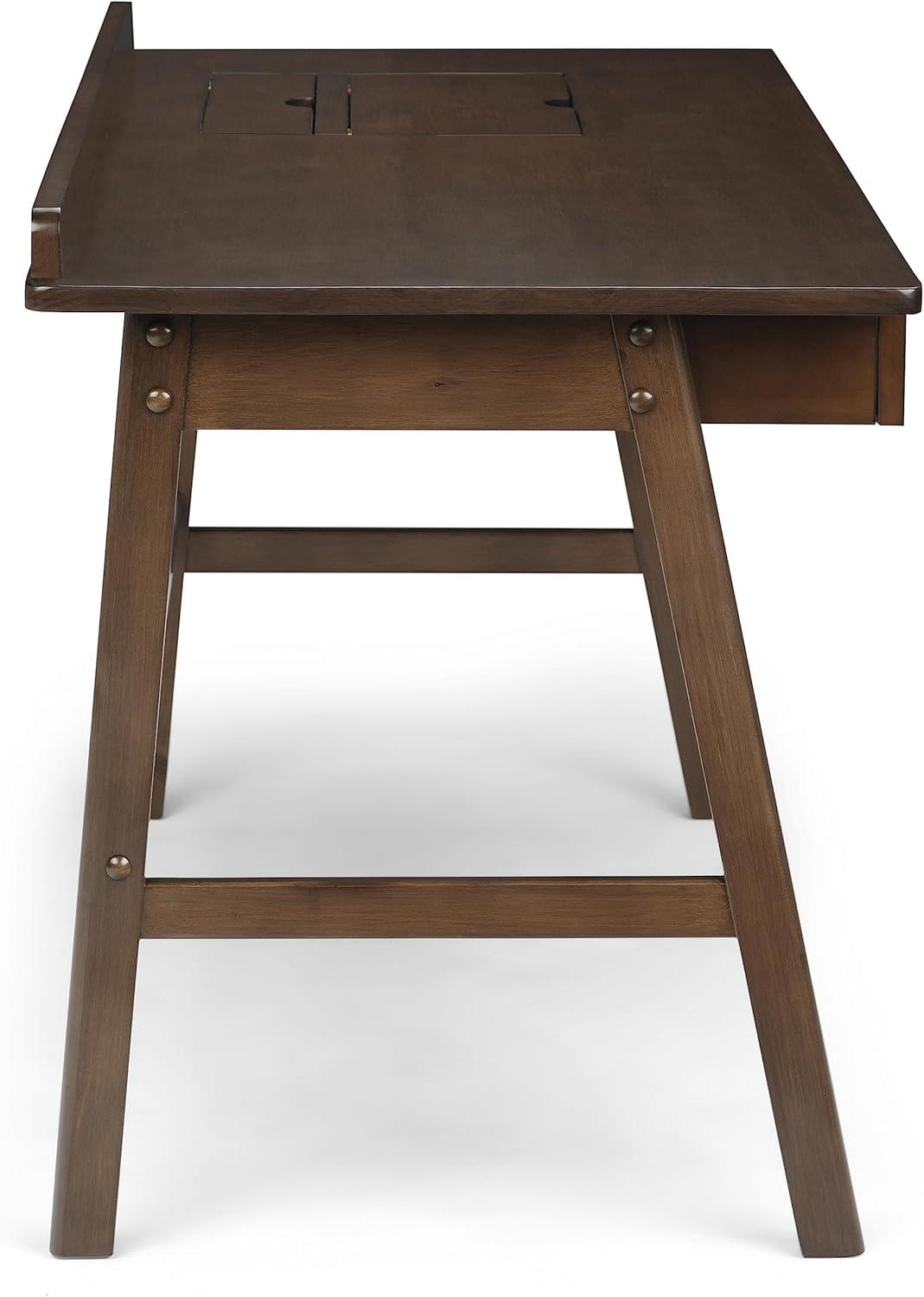 Simpli Home Rylie Solid Wood Transitional 60 " Desk in Natural Aged Brown