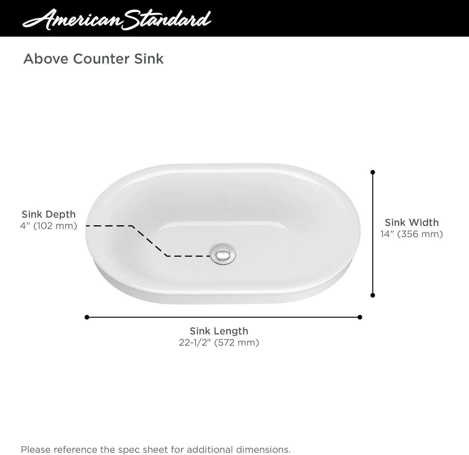 American Standard Studio S 14'' White Vitreous China Oval Bathroom Sink with Overflow