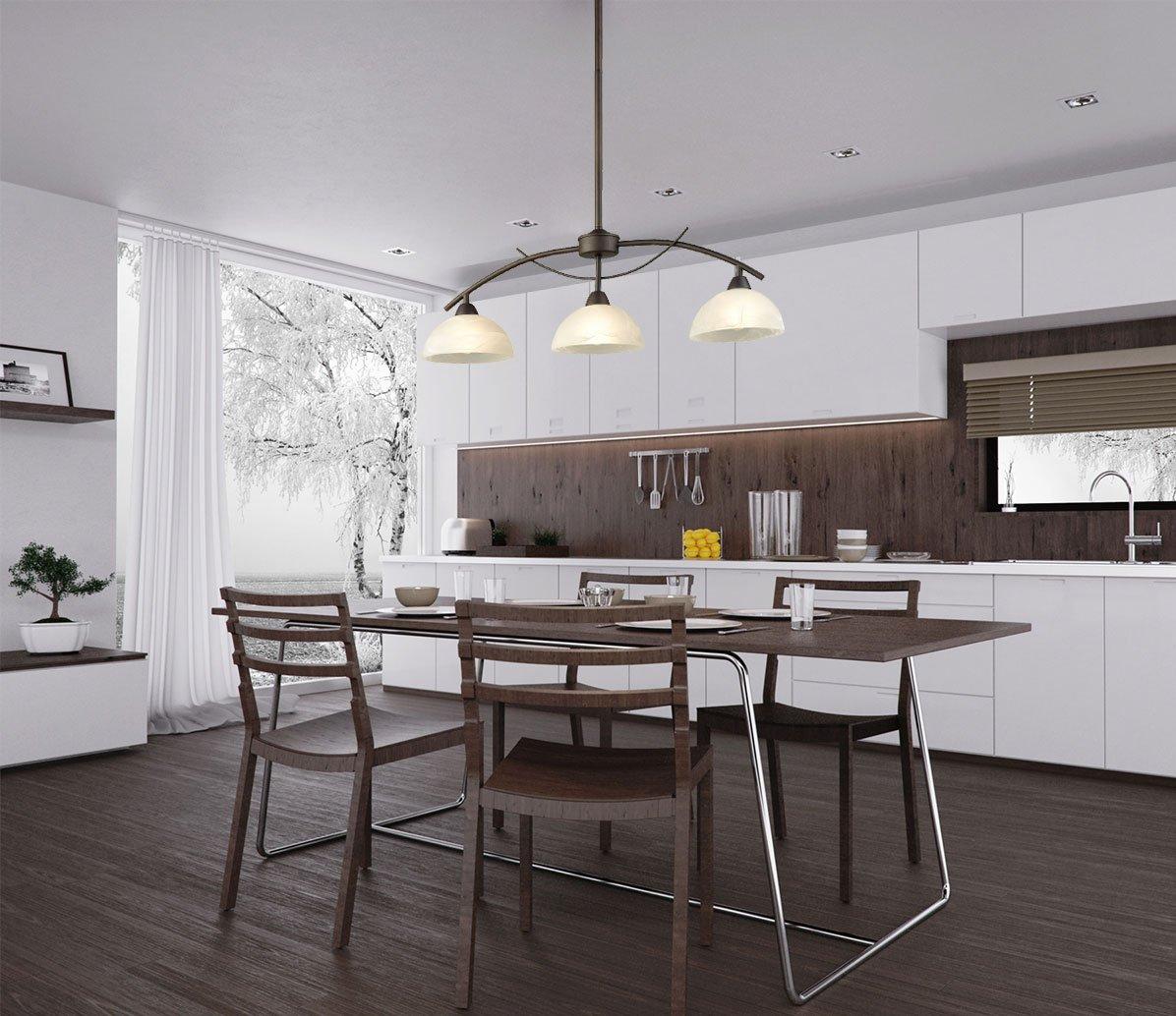 Dazhuan Vintage Frosted Glass Shade Pendant 3-Lights Chandelier Hanging Ceiling Lighting Fixtures