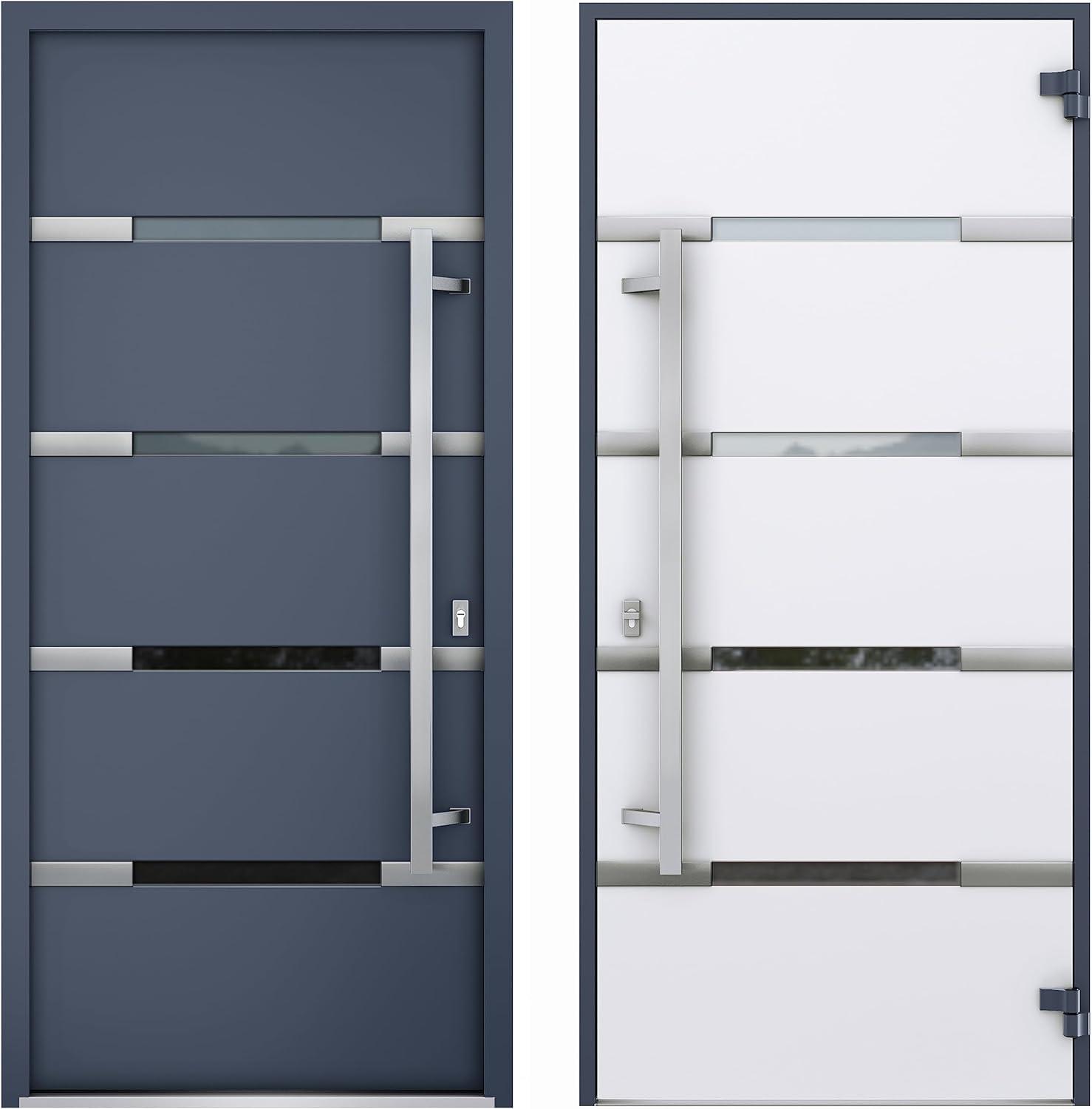 VDomDoors Deux Gray Exterior Metal Prehung Front Entry Doors