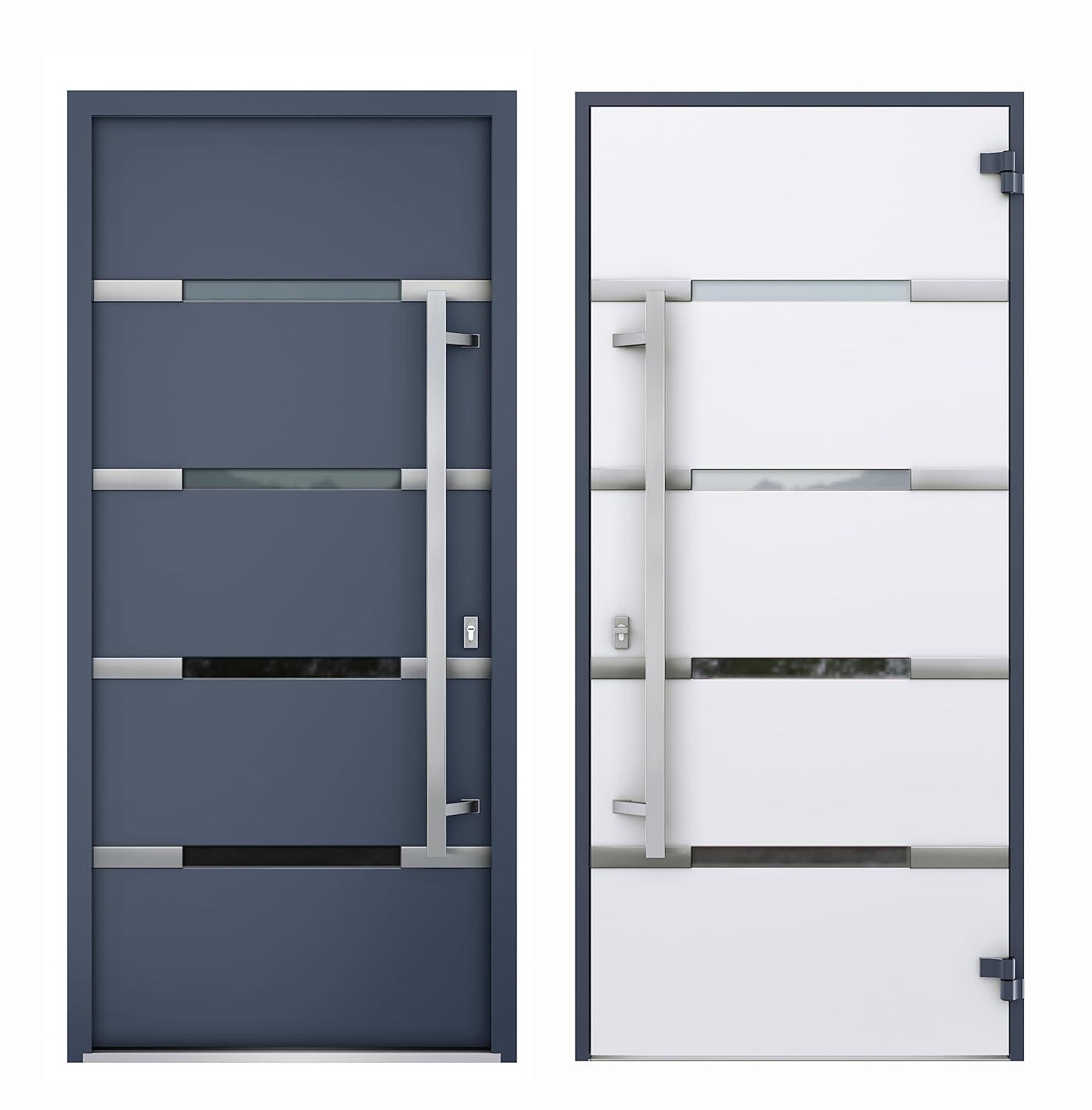 VDomDoors Deux Gray Exterior Metal Prehung Front Entry Doors