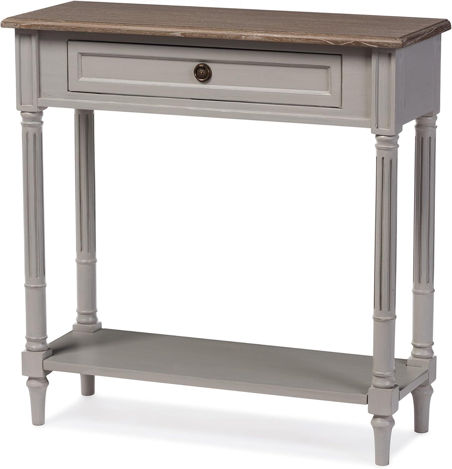 Edouard French Provincial Style Console Table with 1 Drawer - White/Light Brown - Baxton Studio: Elegant Entryway Furniture, Narrow Design