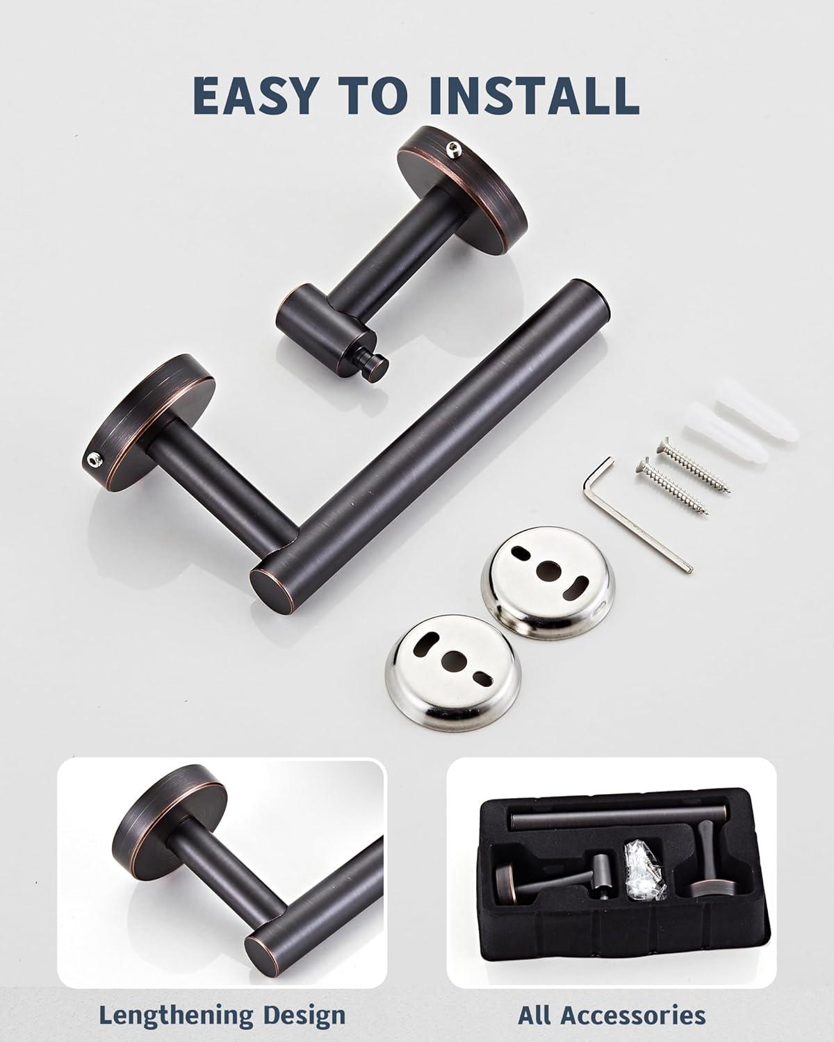 LANFENG Matte Black Double Post Pivoting Wall Mounted Stainless Steel Toilet Paper Holder for Bathroom RV  by RARXTR