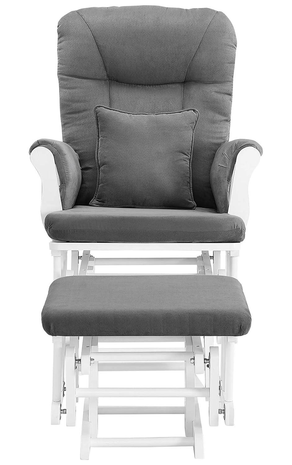 Angel Line Monterey II Glider and Ottoman, Black Finish with Dark Gray Cushions