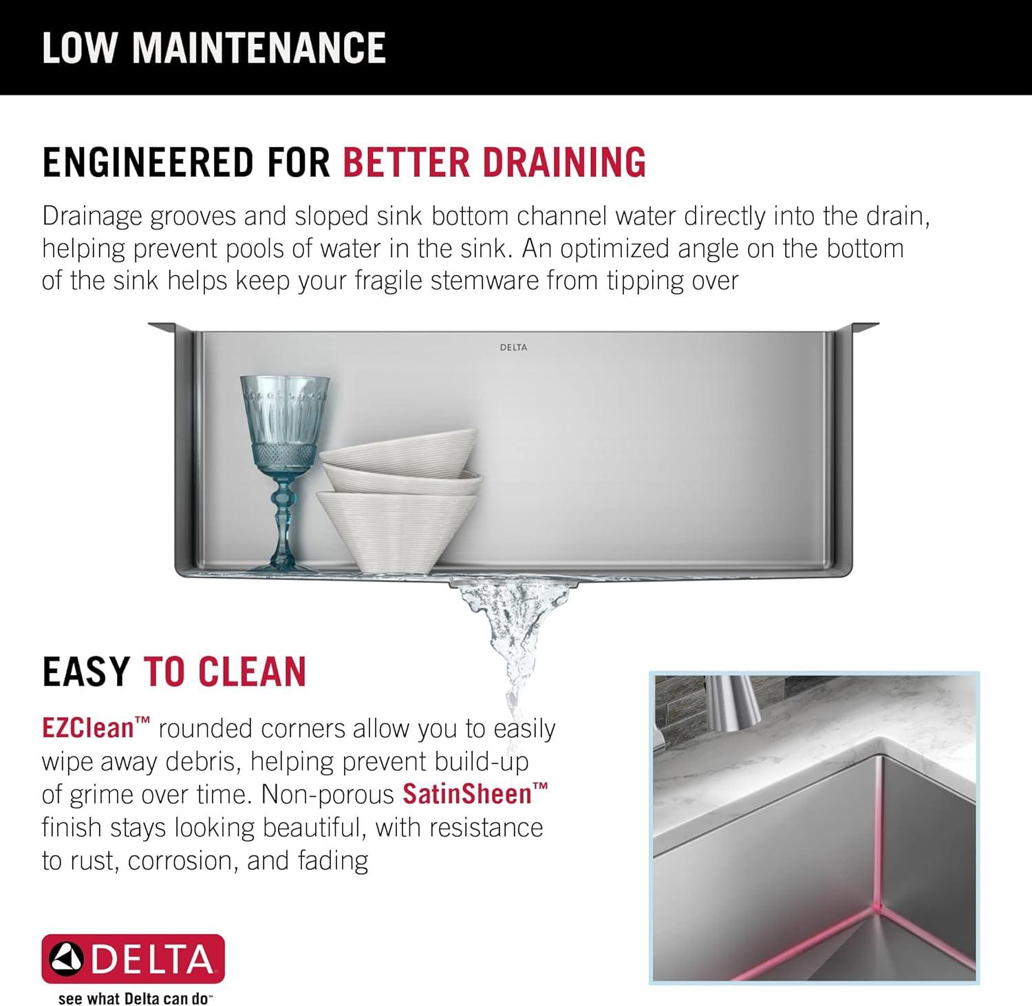 Delta Lenta™ Undermount 16 Gauge Stainless Steel Single Bowl Kitchen Sink with Accessories