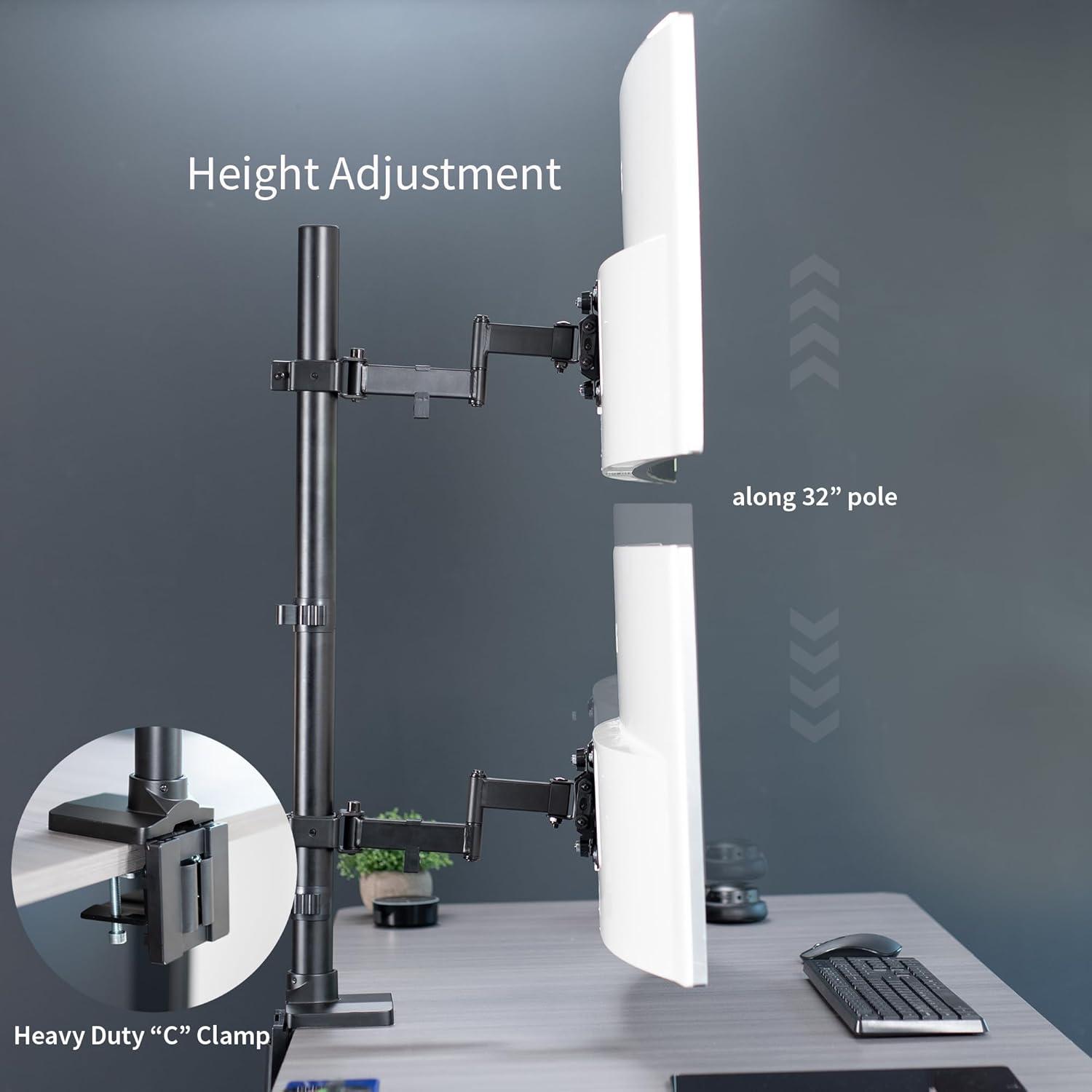 VIVO Ultra Wide Dual Monitor Mount, Extra Tall Stand, Fits up to 43" Screens