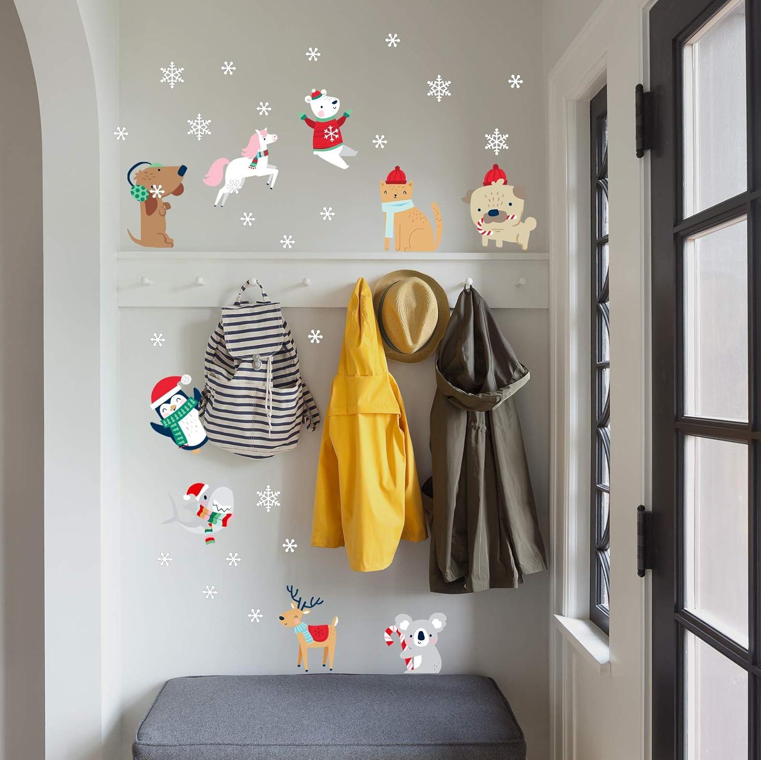 Christmas Snow Animals Vinyl Wall Decals for Kids Room