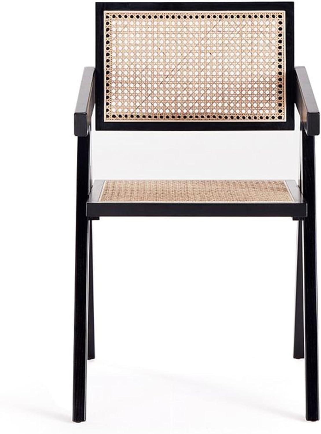 Manhattan Comfort Hamlet 18.11" Wood Dining Arm Chair in Black (Set of 2)