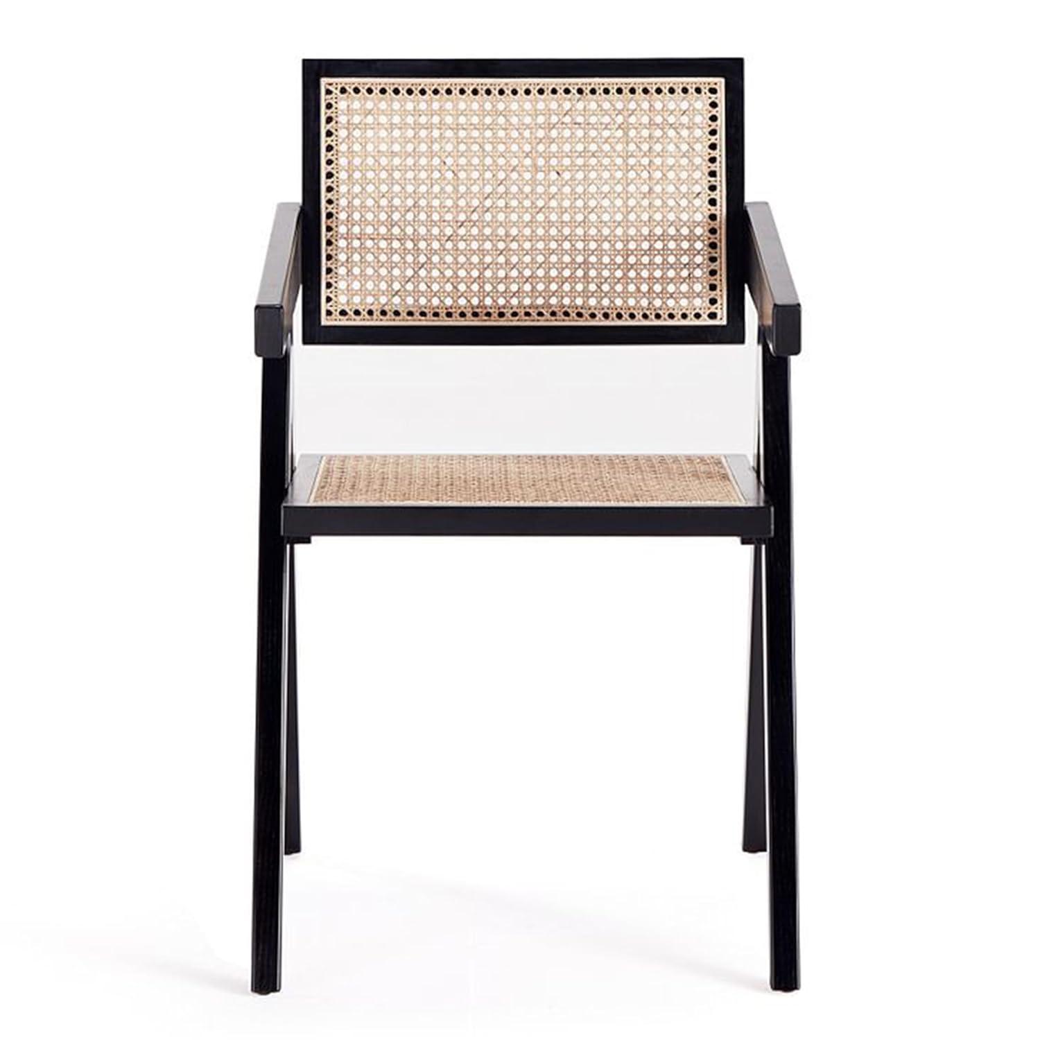 Manhattan Comfort Hamlet 18.11" Wood Dining Arm Chair in Black (Set of 2)