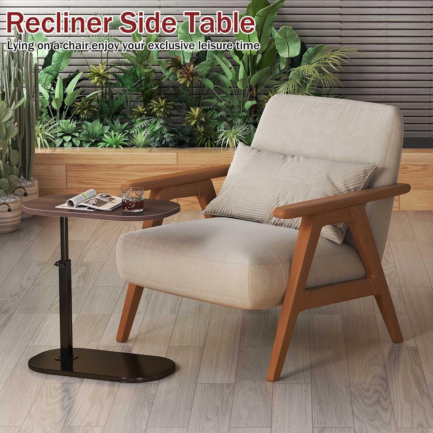 17 Stories C Shaped Side Table,Adjustable Height C Table End Table For Couch,360°Swivel Couch Side Tables Slide Laptop Desk For Sofa/Bed/Bathtub/Rotating Tabletop