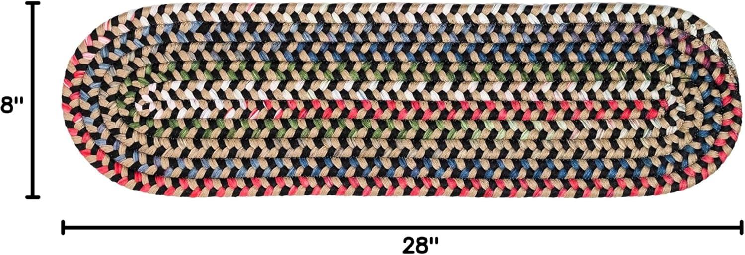 Wayland Multicolor Braided Wool Stair Tread Mats, 8"x28" - Set of 7