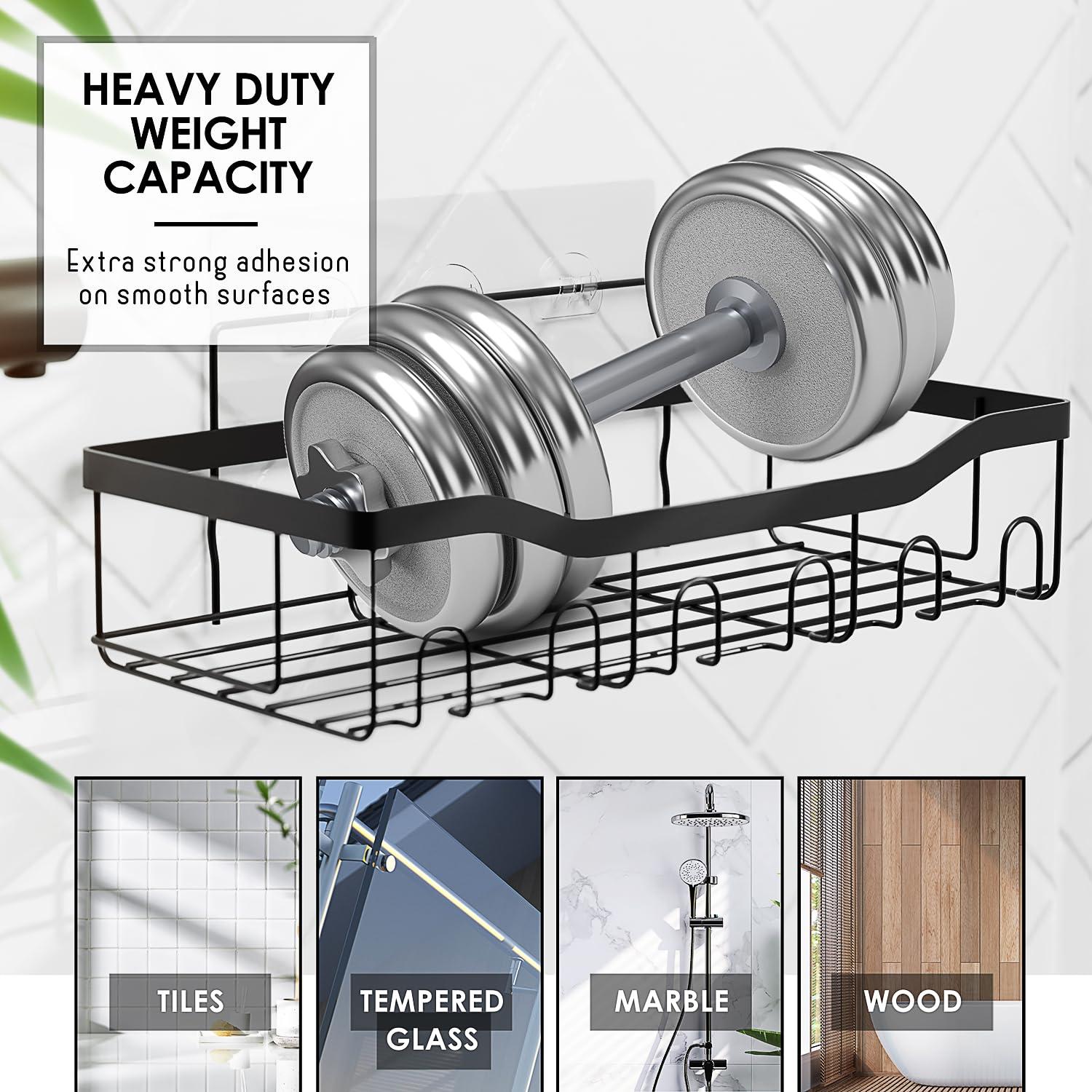 Shower Caddy and Bathroom Accessories Set - 25PC Blue Bathroom Accessory Set with Black Shower Shelf Caddy Set