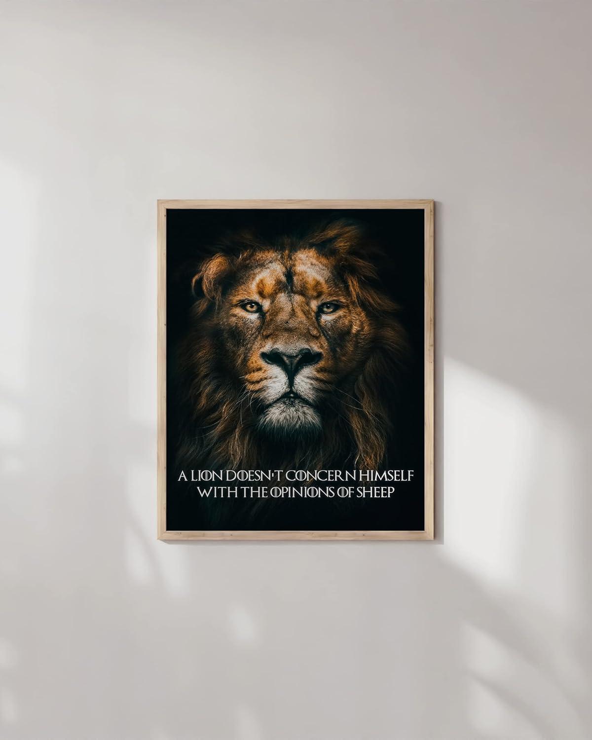 HAUS AND HUES Lion Poster Inspirational - Motivational Quotes Wall Art, Inspirational Quotes Lion Wall Art, Lion Art for Wall, Motivational Posters for Office, Lion Pictures (12x16, Unframed)