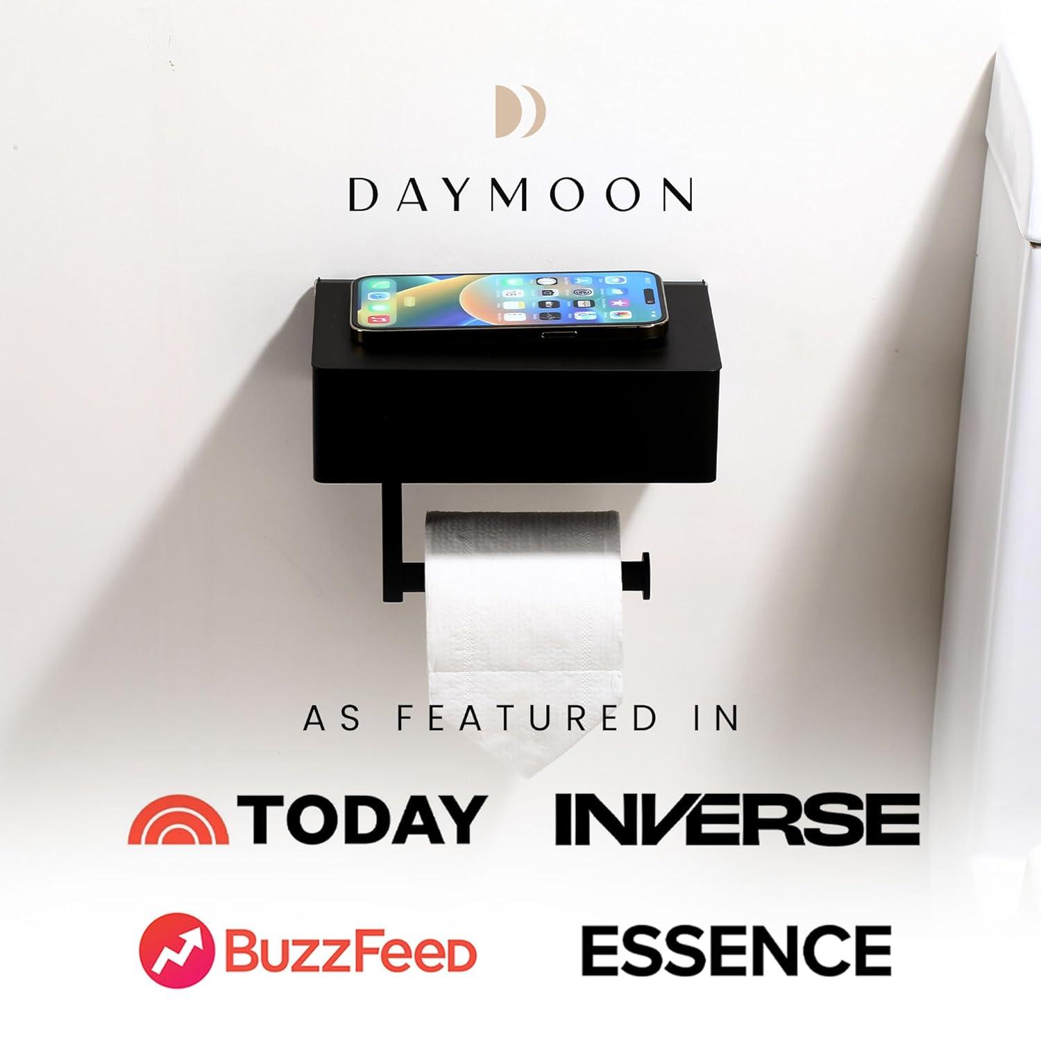 Large Matte Black Stainless Steel Toilet Paper Holder with Shelf