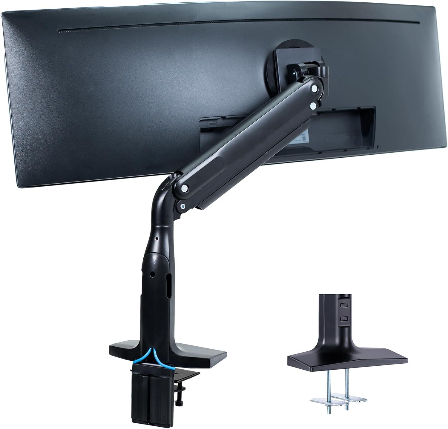 Pneumatic Arm Single Ultra Wide Monitor Desk Mount