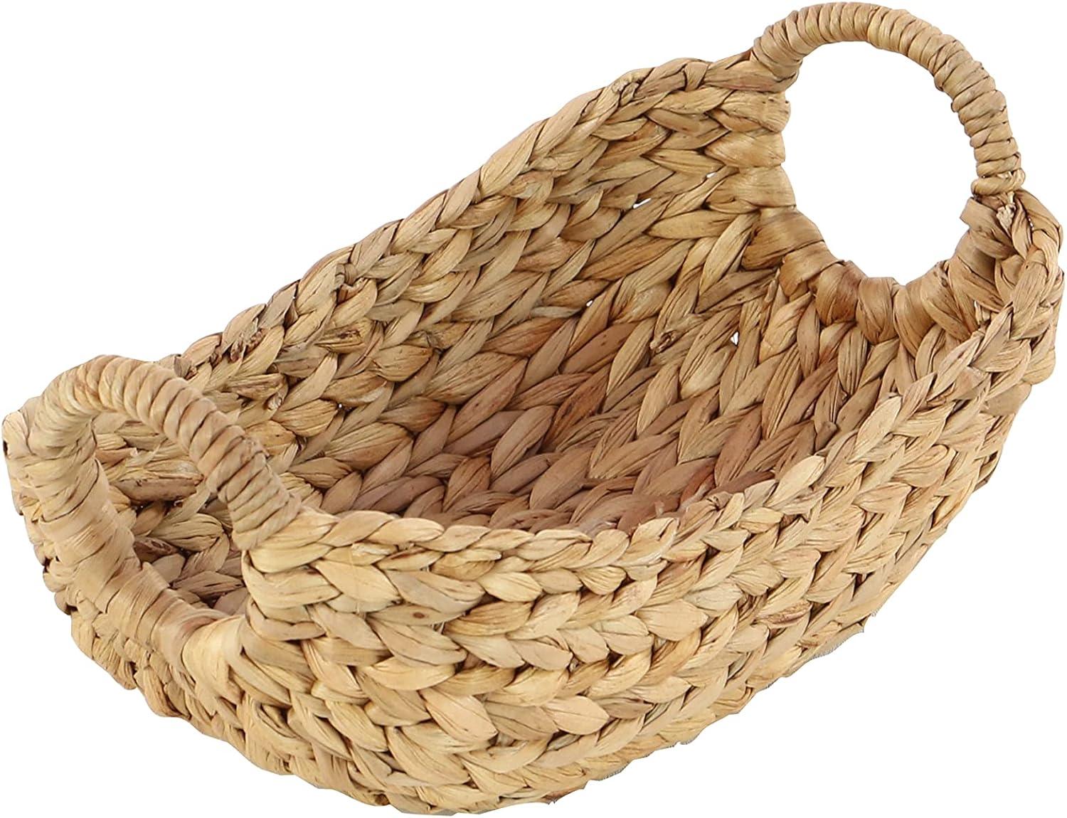 DecMode 23", 21", 19", 16", Brown Seagrass Handmade Storage Basket with Metal Handles, 5-Pieces