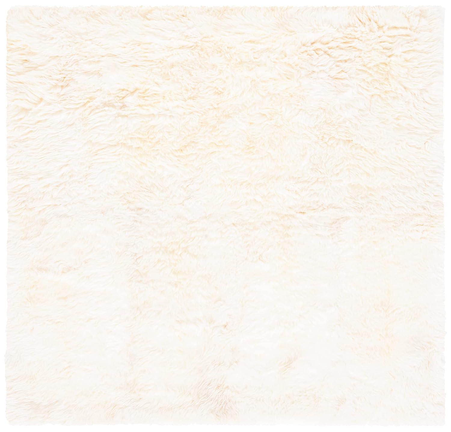 Sheep Skin SHS211 Hand Woven Area Rug - Natural/White - 6'x6' - Safavieh.
