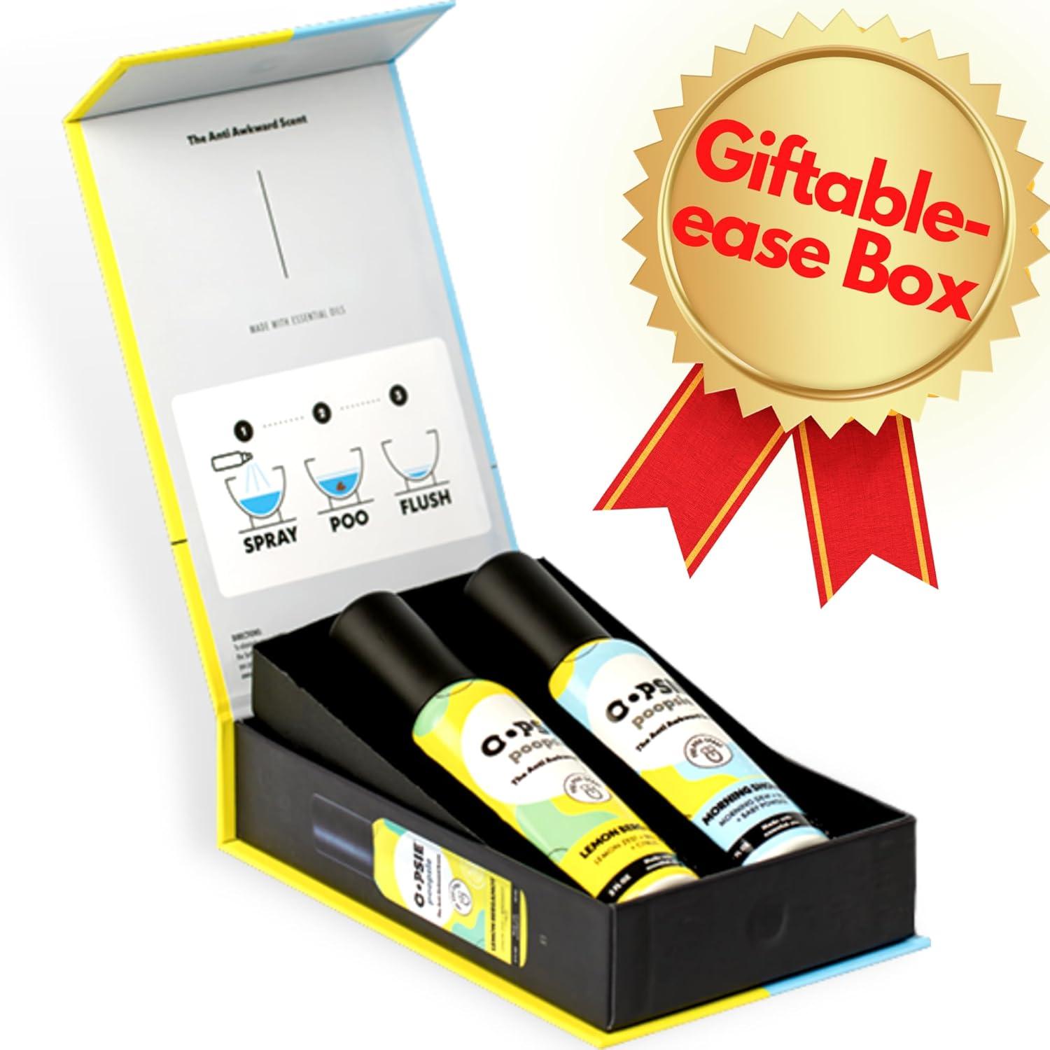 Toilet Spray Lemon Bergamot and Morning Shower Giftable 2 Pack Assorted Scents 2oz