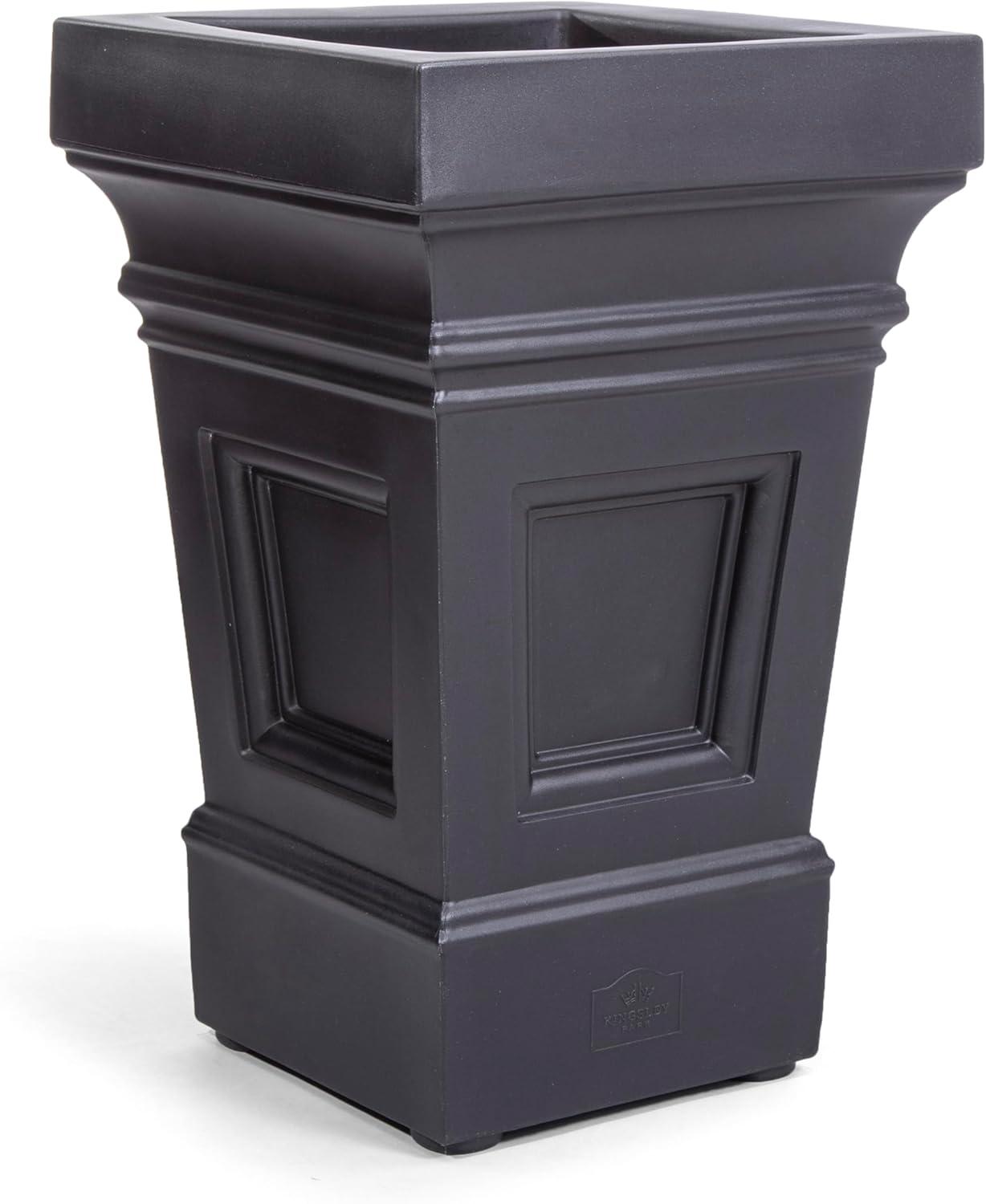 Atherton Onyx Black Self-Watering Square Planter Box, 2-Pack