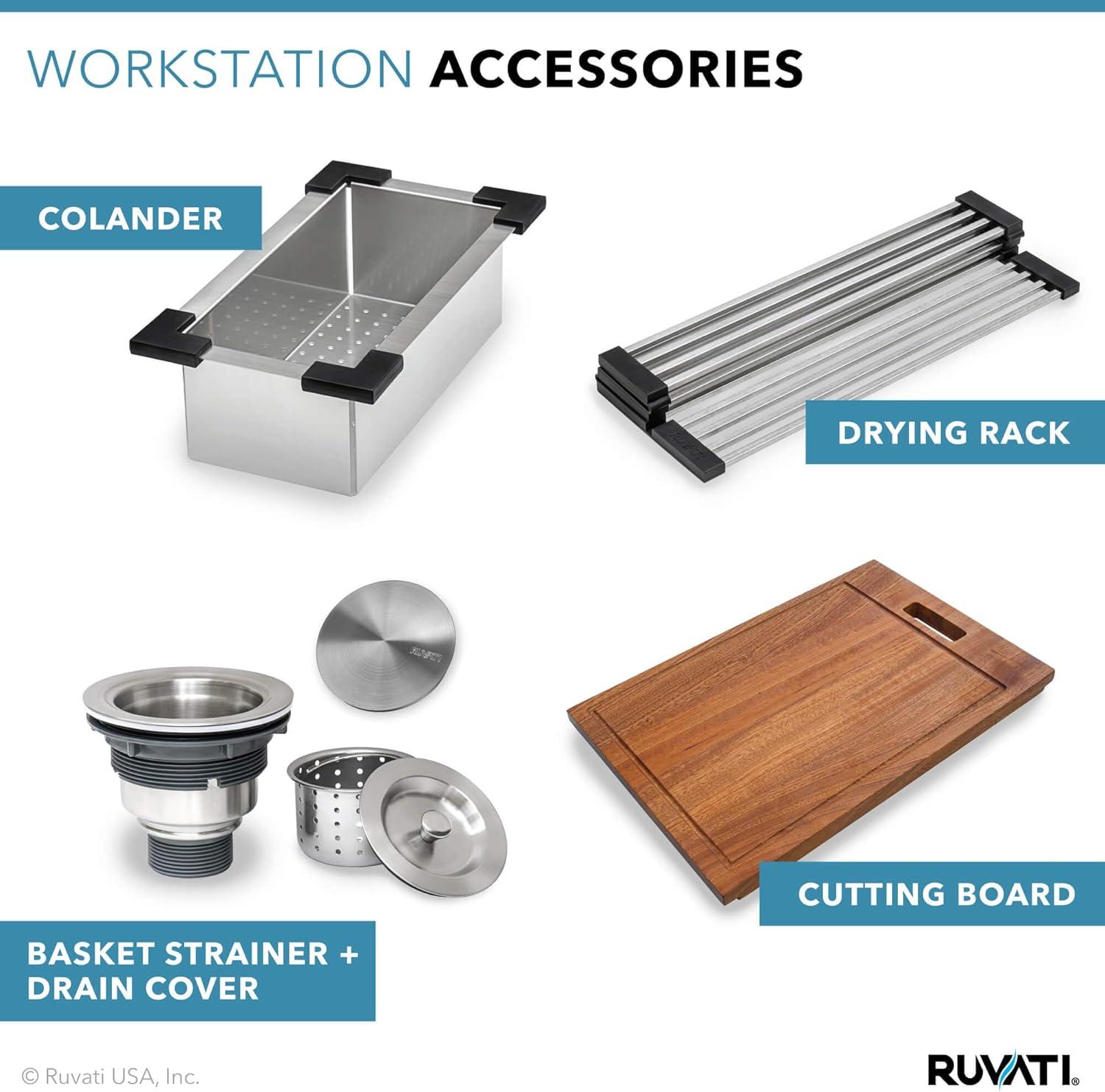 Ruvati 33" Apron-front Workstation Low-Divide60/40 Farmhouse Kitchen Sink Stainless Steel