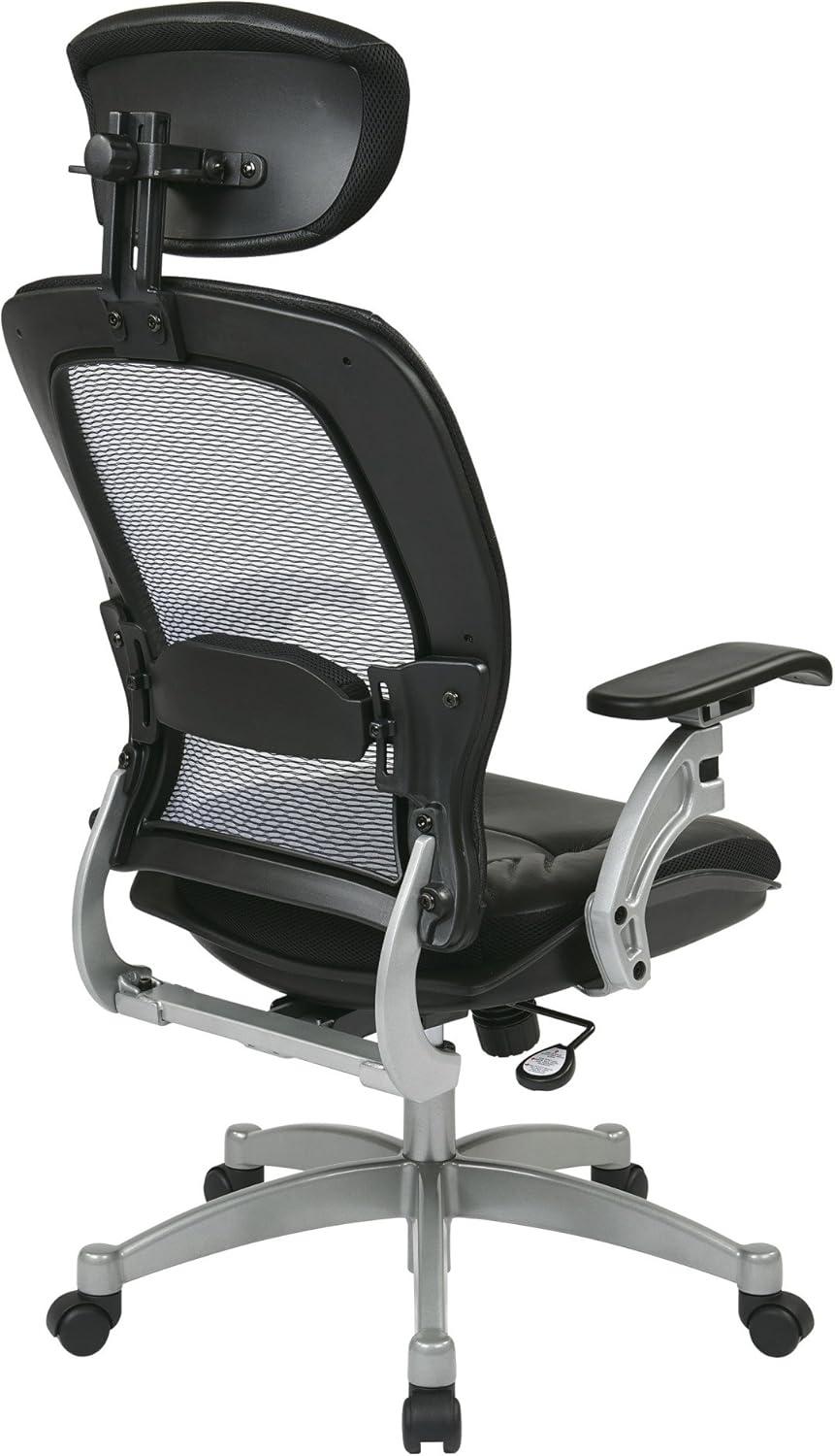 Office Star Space Seating Executive Bonded Leather Office Chair in Black