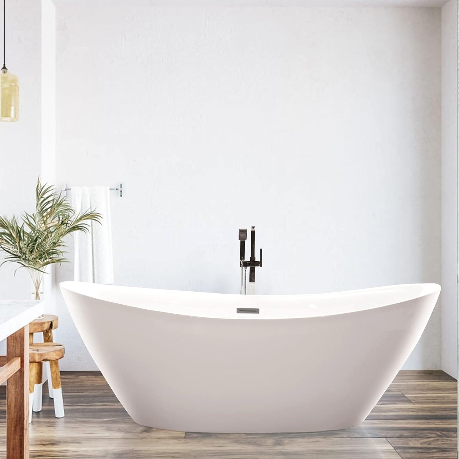 71" x 33" Freestanding Soaking Acrylic Bathtub