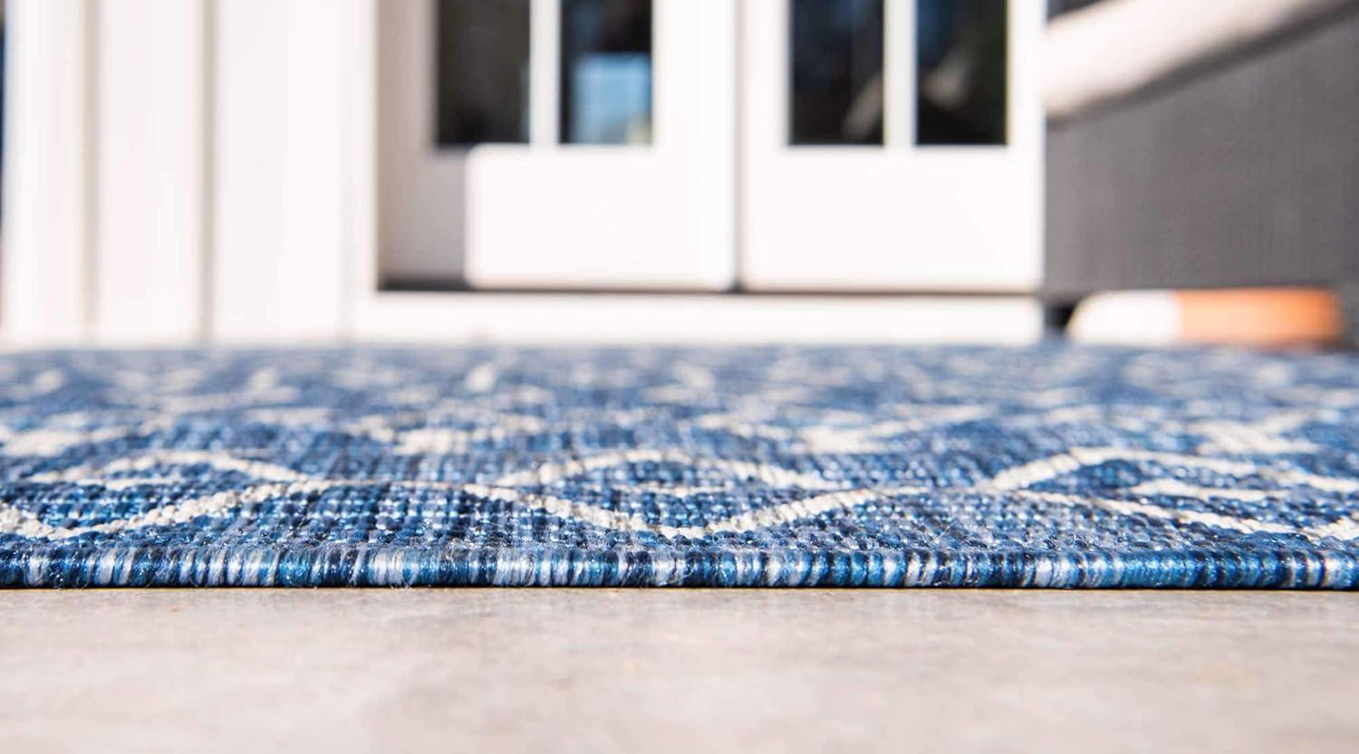 Unique Loom 8' 0 x 11' 4 Rectangle Indoor/Outdoor Trellis Blue Area Rug