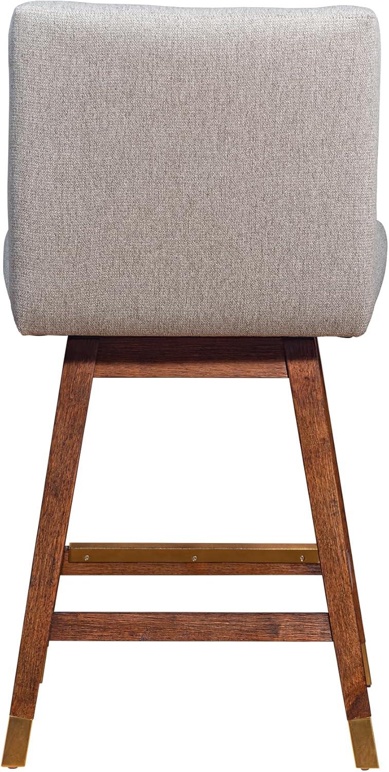 Armen Living Basila Wood Finish with Fabric Swivel Counter Height Barstool Brown Oak/Taupe