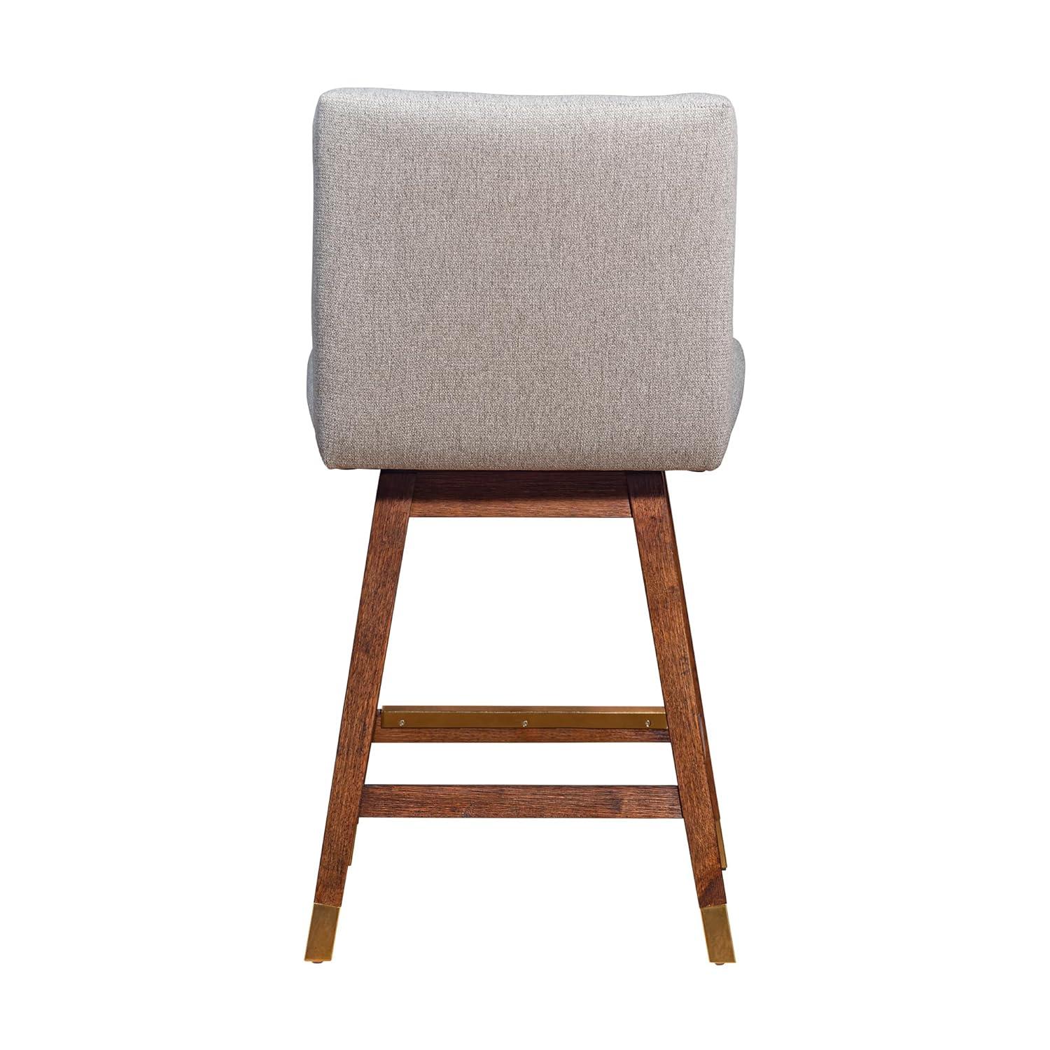 Armen Living Basila Wood Finish with Fabric Swivel Counter Height Barstool Brown Oak/Taupe