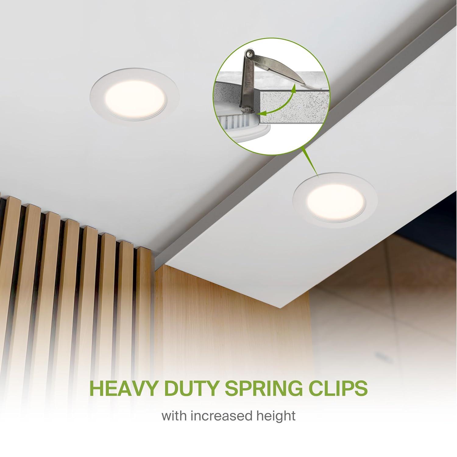 ASD LED Recessed Lighting 6 Inch, Round Commercial Downlight, Mini Panel with Baffle Trim, 6" 15W 120-277V CCT Selectable 2700/3000/3500/4000/5000K, Dimmable Ceiling Light Fixture, White, ETL