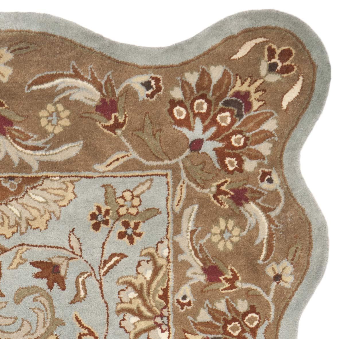 Heritage HG822 Hand Tufted Area Rug - Blue/Beige - 6'x9' Scalloped Edge - Safavieh.