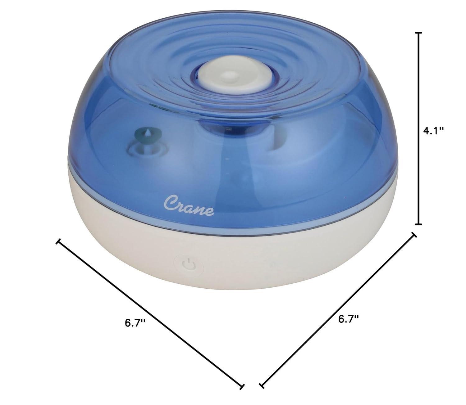 Crane USA 0.2 Gal. Personal Ultrasonic Cool Mist Humidifier for Small Rooms