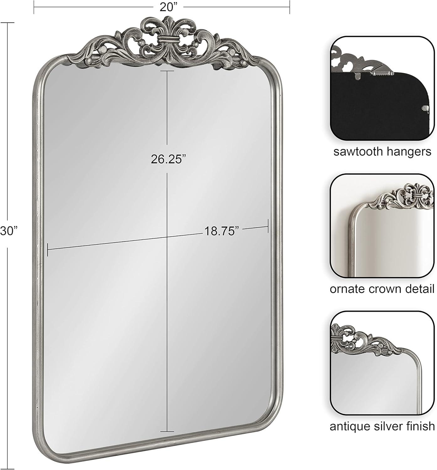 Kate and Laurel Laubry Ornate Framed Wall Mirror, 20x30, Silver