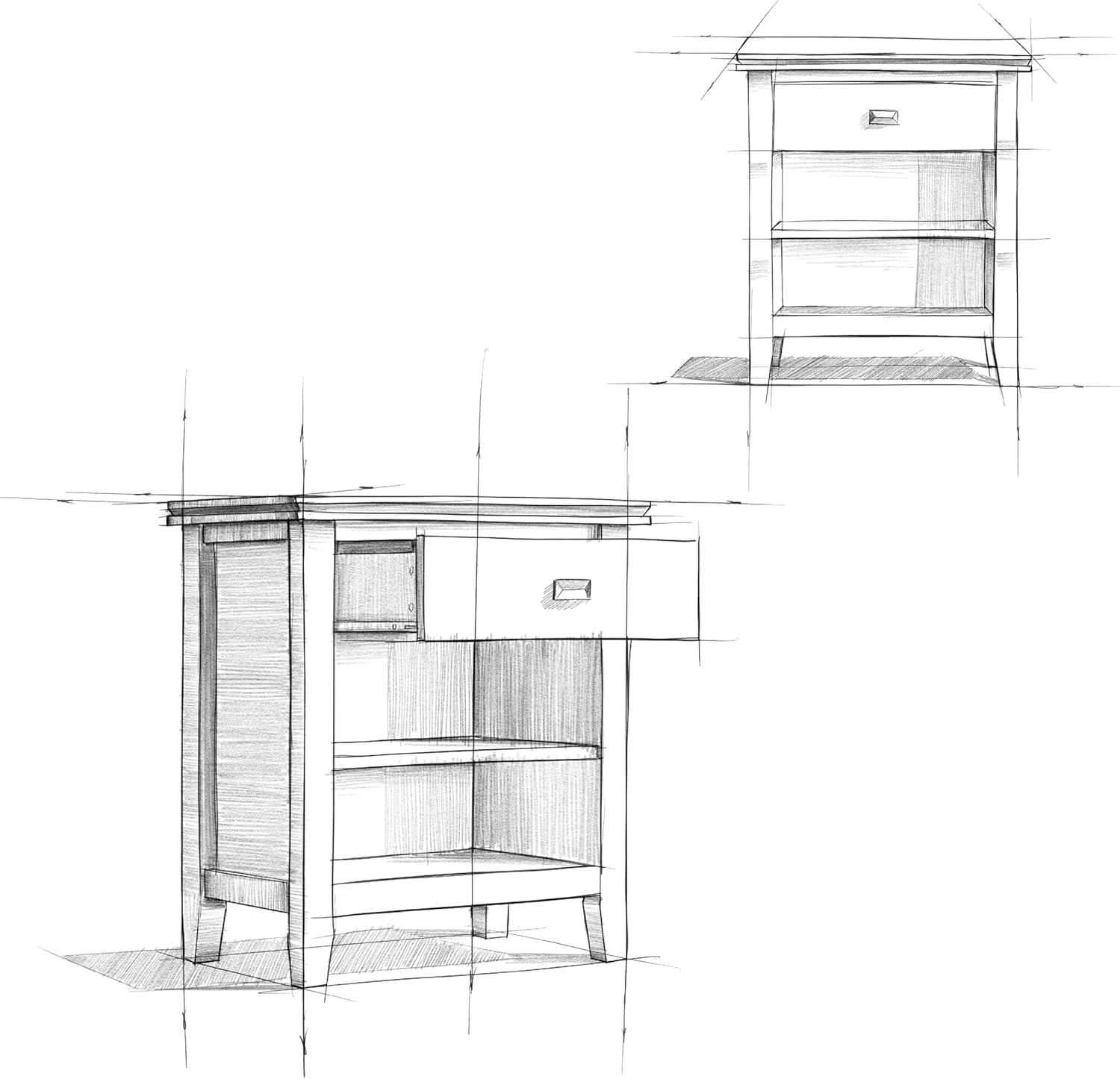 Simpli Home Artisan 24"W Solid Wood Nightstand with Drawer and Shelves