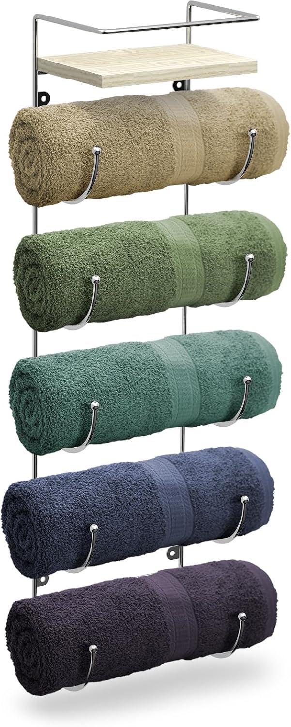 Sorbus 5-Tier Wall Mounted Metal Towel Rack with Shelf
