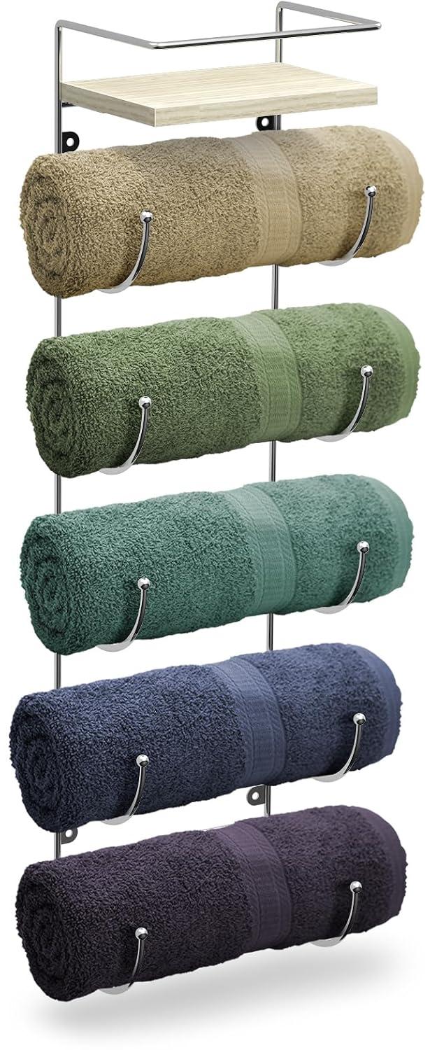 Sorbus 5-Tier Wall Mounted Metal Towel Rack with Shelf