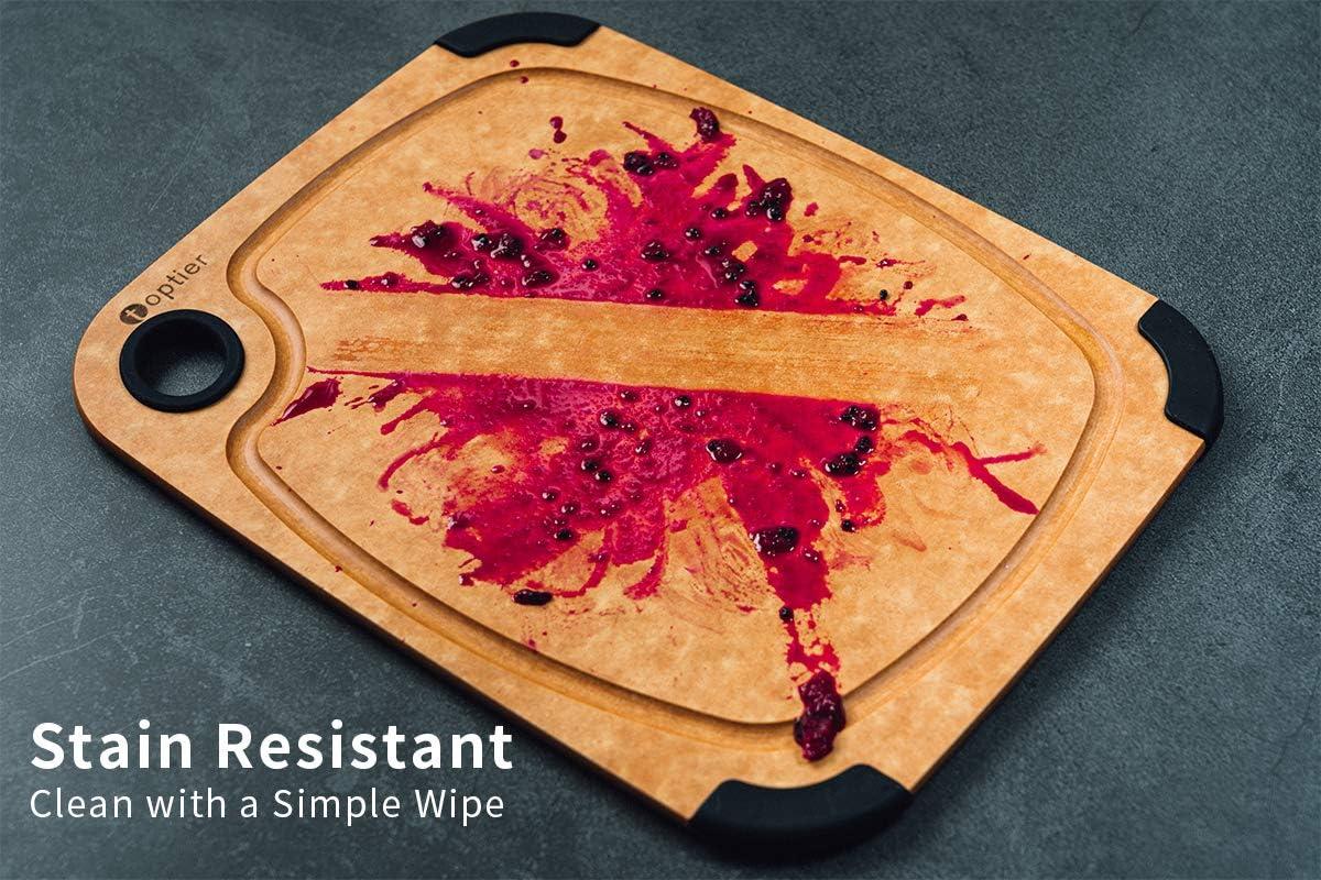 Large Natural Wood Fiber Rectangular Cutting Board with Non-Slip Edges