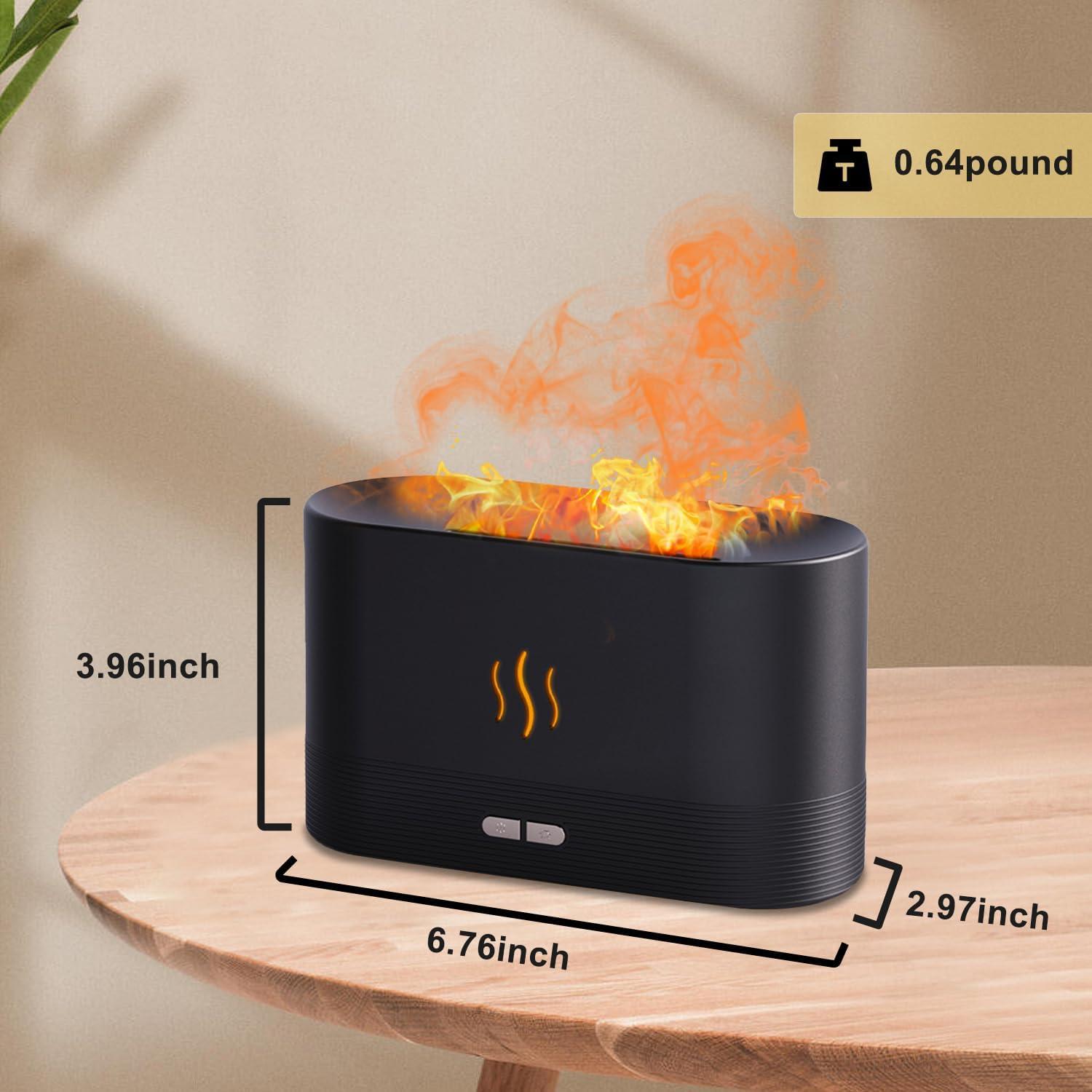 Black Ultrasonic Flame Aroma Diffuser with Auto Shut Off